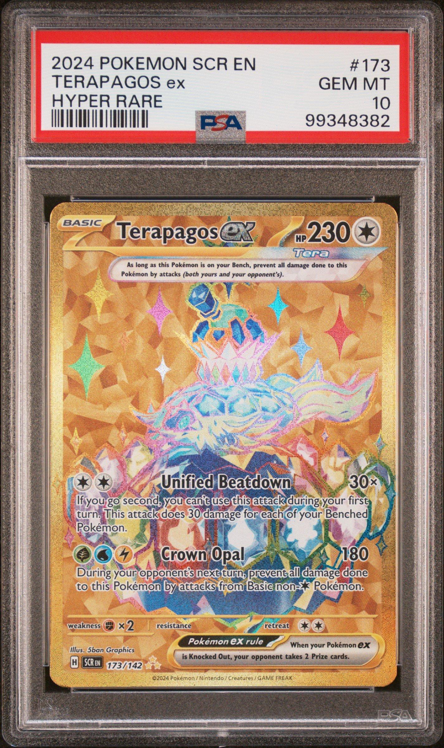 2024 Pokemon Scr En-stellar Crown 173 Terapagos Ex Hyper Rare PSA