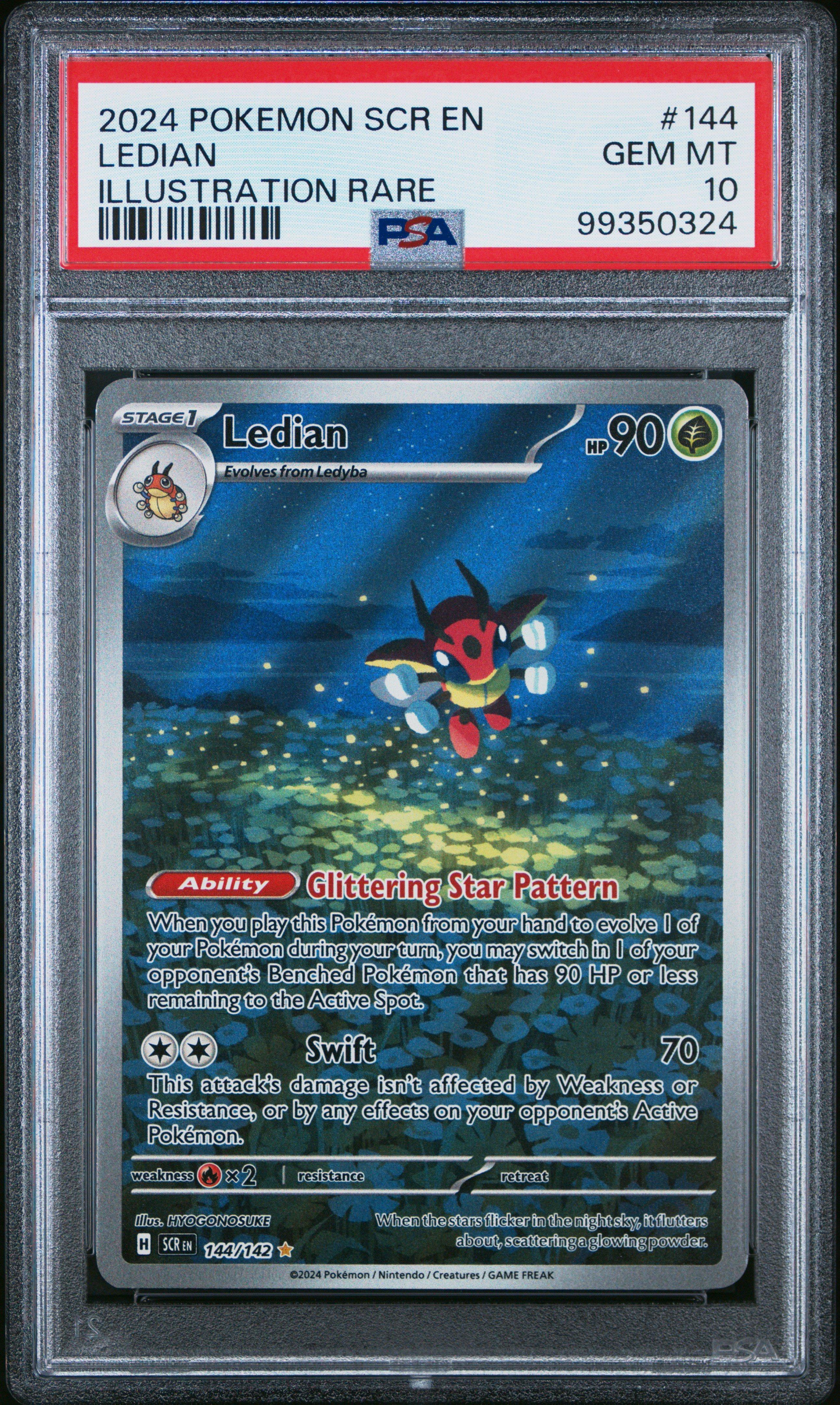 2024 Pokemon Scr En-stellar Crown 144 Ledian Illustration Rare PSA