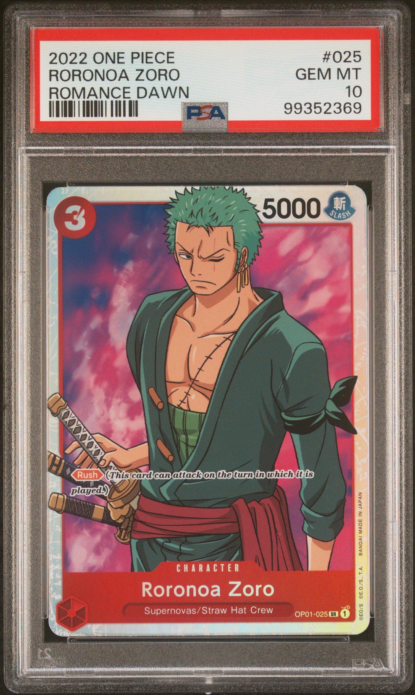 2022 One Piece Op01-romance Dawn 025 Roronoa Zoro PSA 10