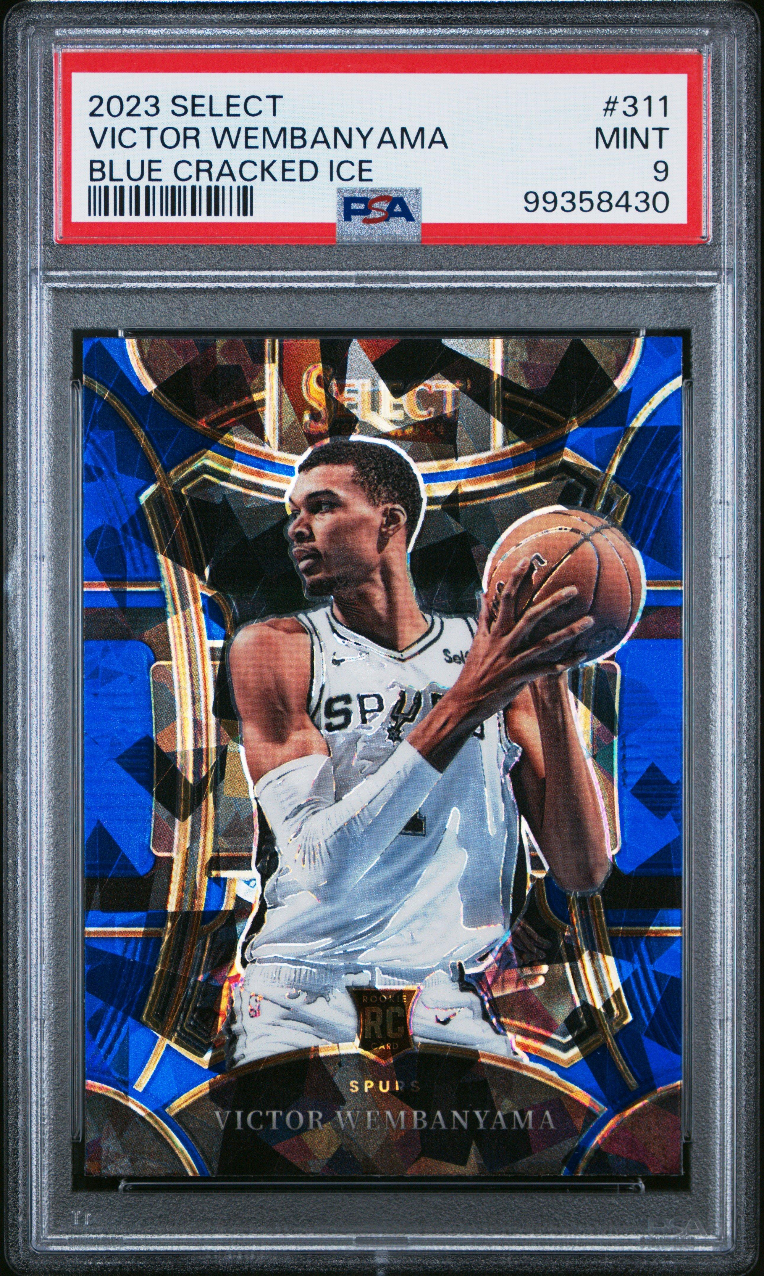 2023 Panini Select 311 Victor Wembanyama Blue Cracked Ice PSA 9