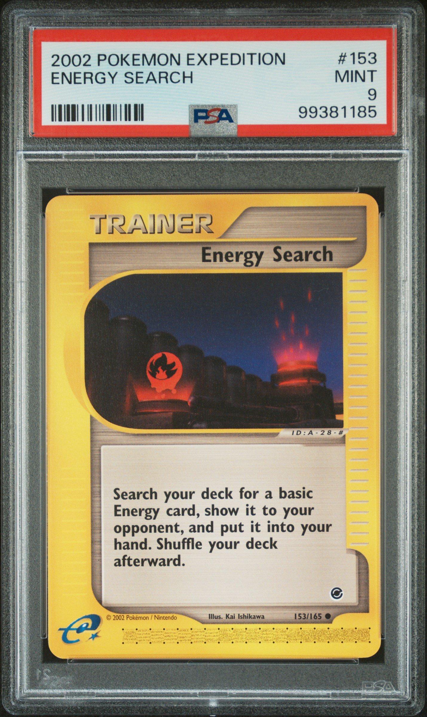 2002 Pokemon Expedition 153 Energy Search PSA 9