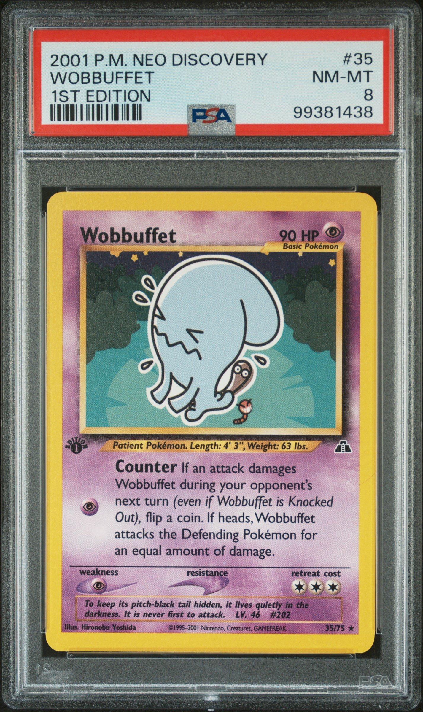 2001 Pokemon Neo Discovery 35 Wobbuffet 1st Edition PSA 8