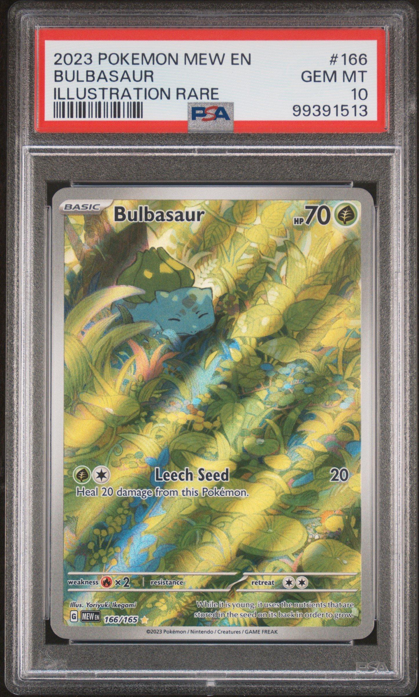 2023 Pokemon Mew En-151 166 Bulbasaur Illustration Rare PSA 10