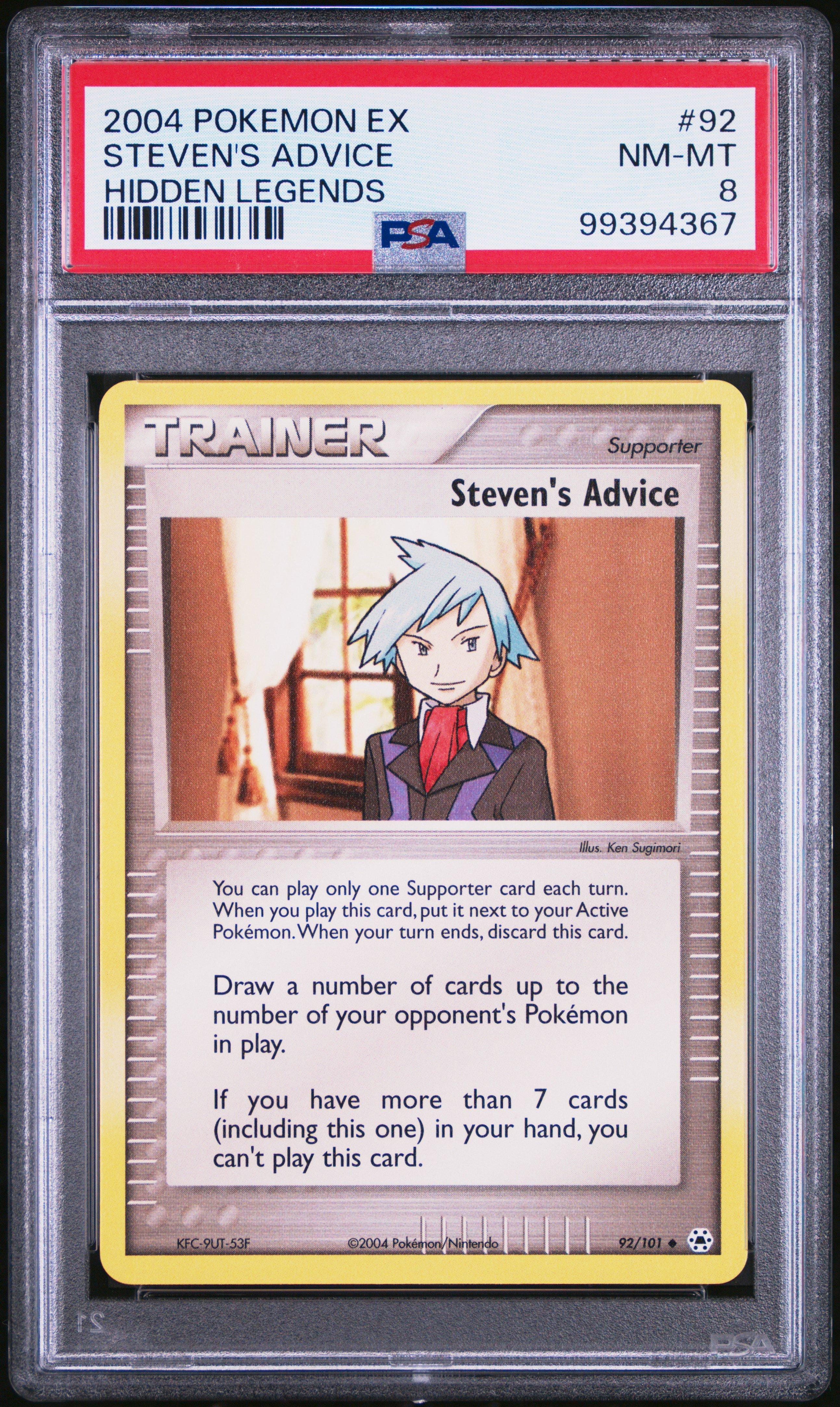 2004 Pokemon Ex Hidden Legends 92 Steven's Advice PSA 8