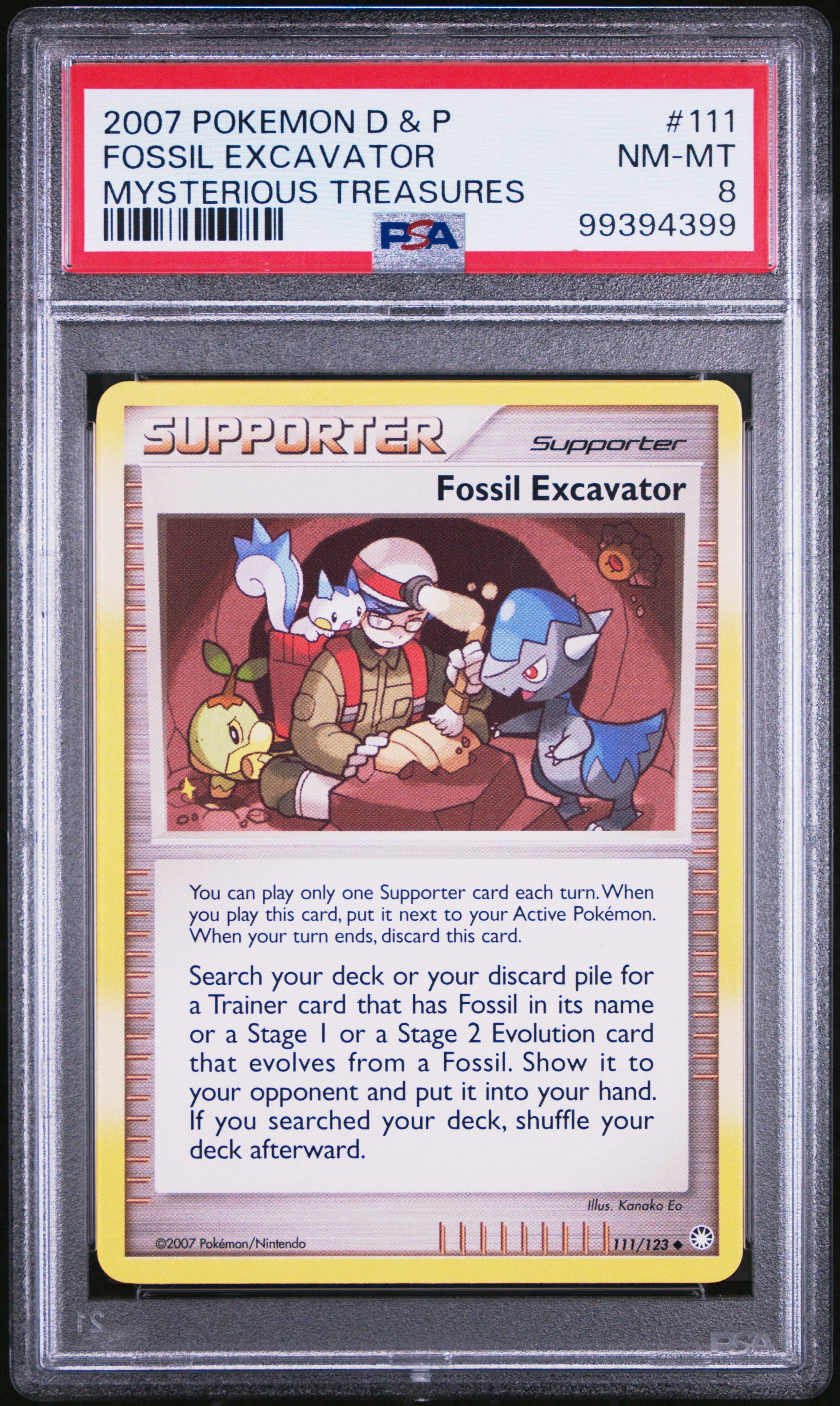 2007 Pokemon Diamond & Pearl Mysterious Treasures 111 Fossil Excavator PSA 8