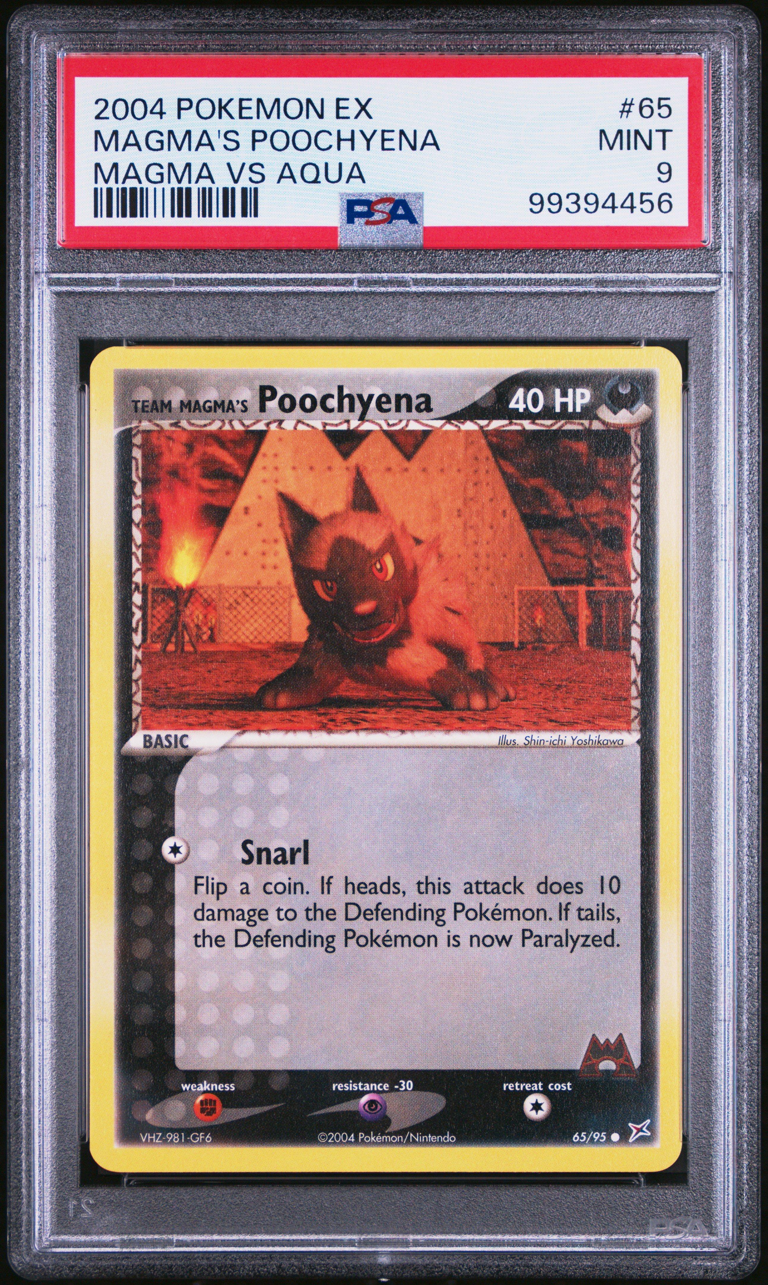 2004 Pokemon Ex Team Magma Vs Team Aqua 65 Team Magma's Poochyena PSA 9