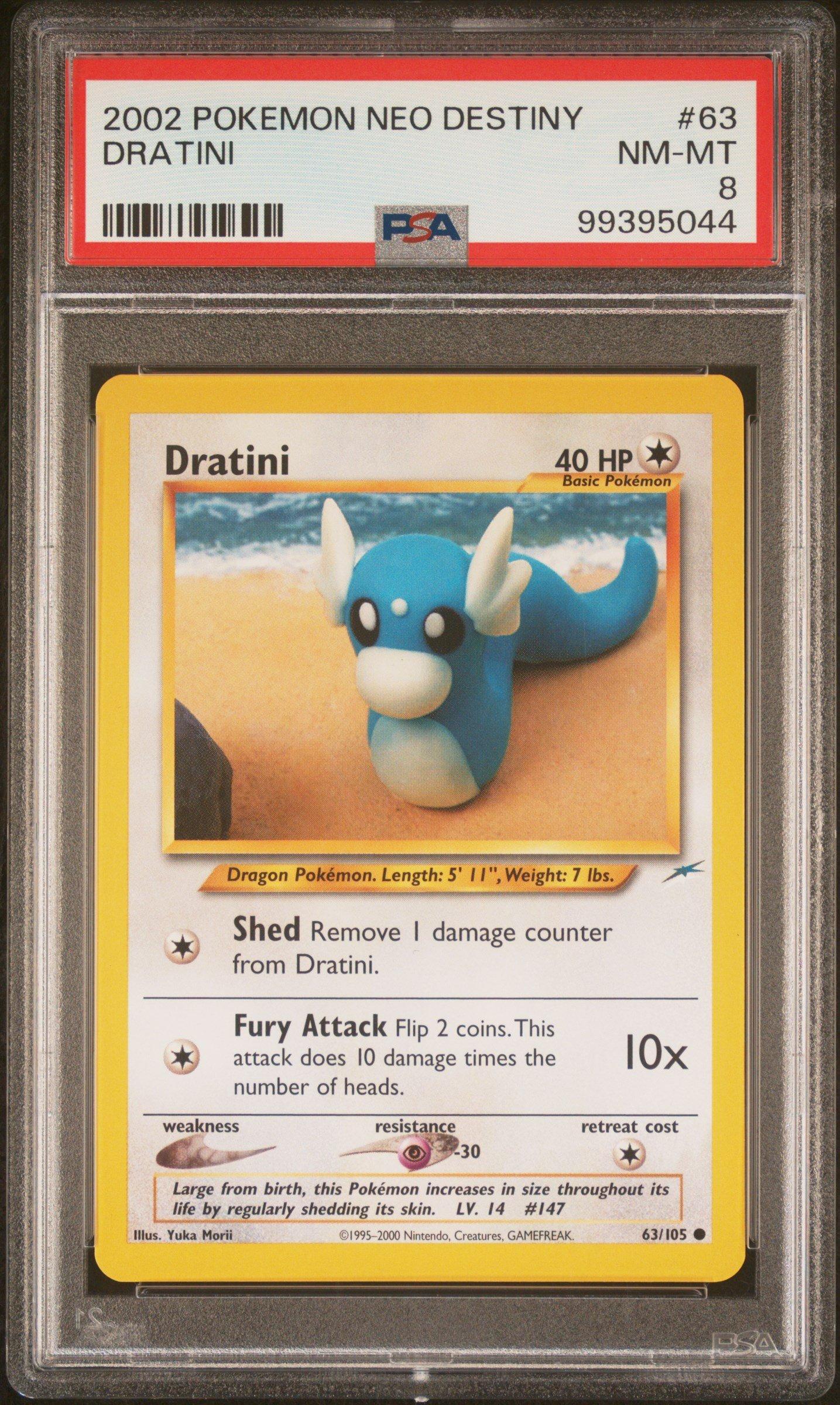 2002 Pokemon Neo Destiny 63 Dratini PSA 8