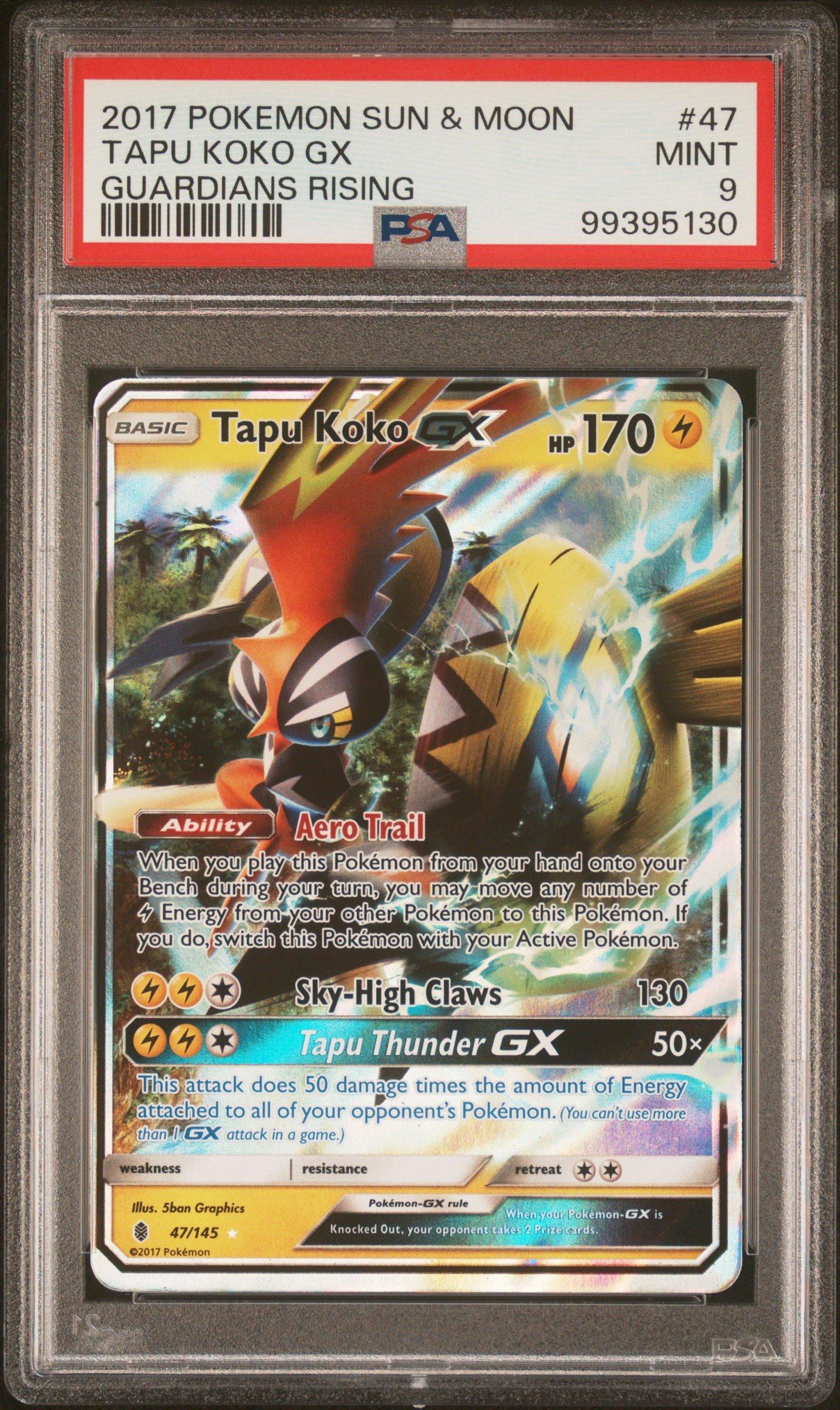 2017 Pokemon Sun & Moon Guardians Rising 47 Tapu Koko Gx PSA 9