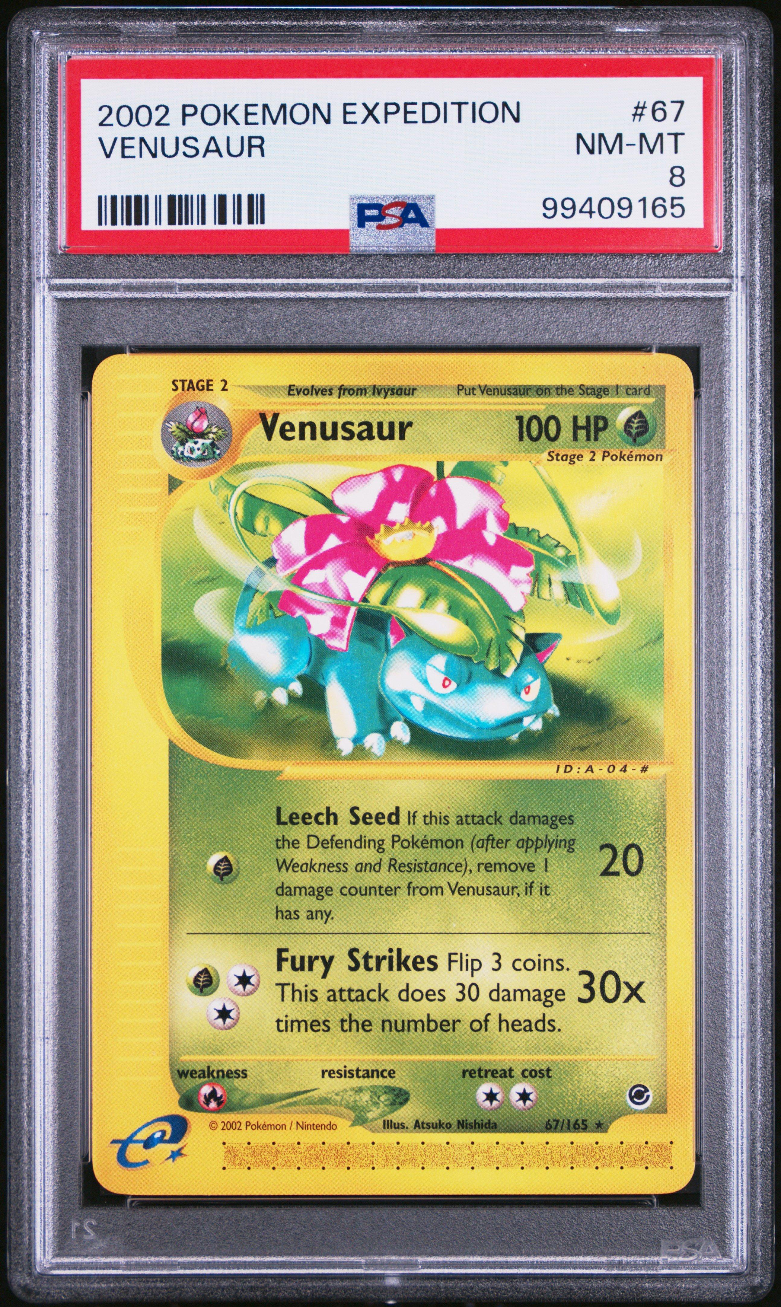 2002 venusaur pokemon card 2002 Pokemon Expedition 67 Venusaur PSA 8 Graded Card
