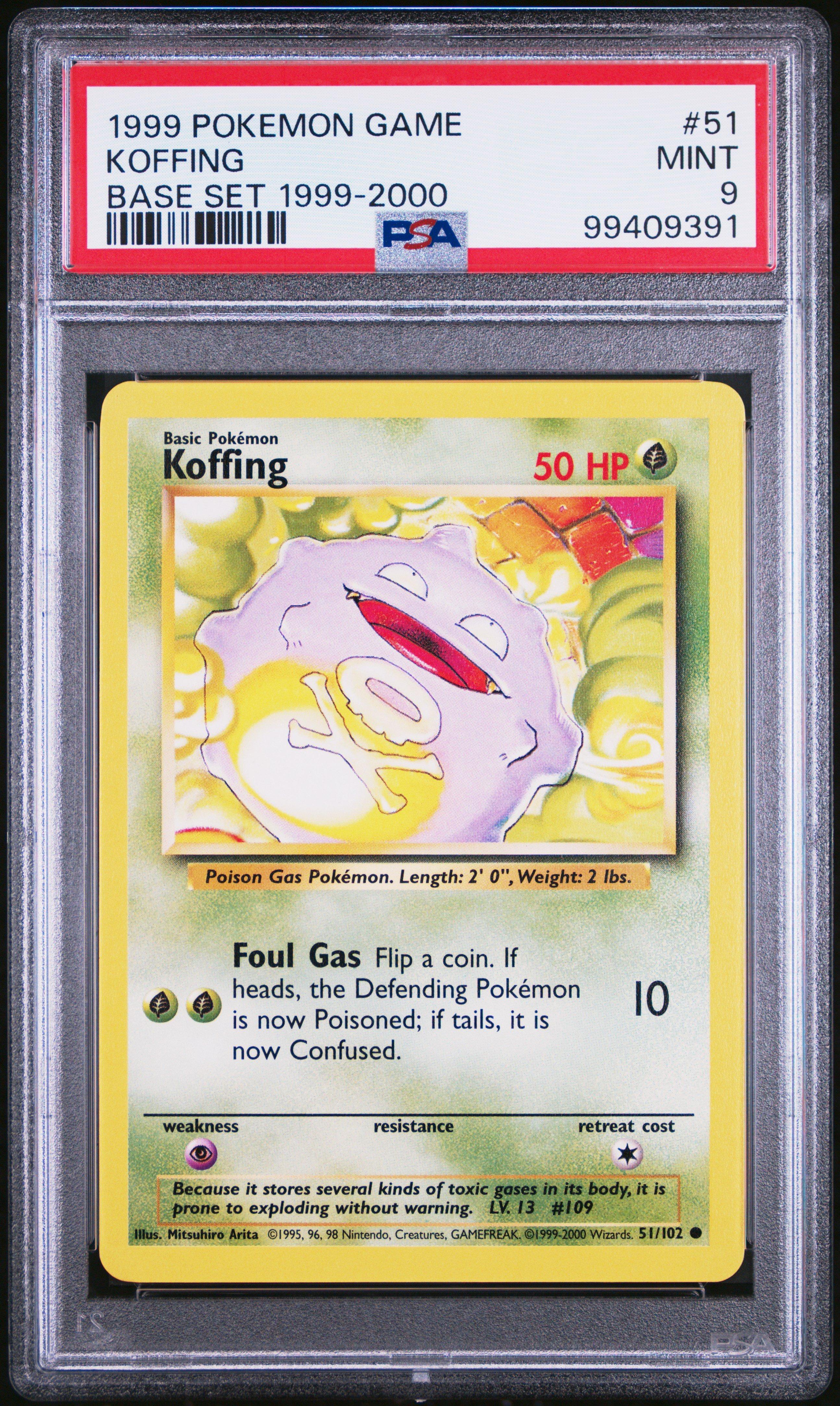 1999 Pokemon Game 51 Koffing Base Set 1999-2000 PSA