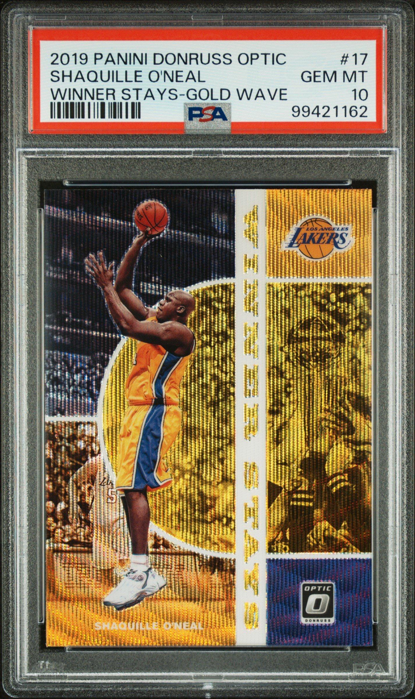 2019 Panini Donruss Optic Winner Stays 17 Shaquille O'neal Gold Wave PSA 10