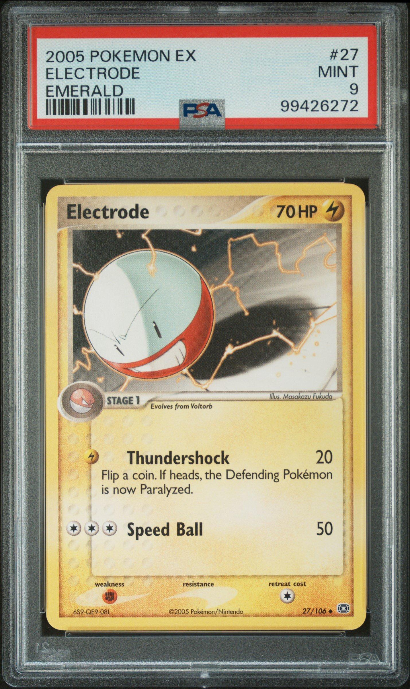2005 Pokemon Ex Emerald 27 Electrode PSA 9