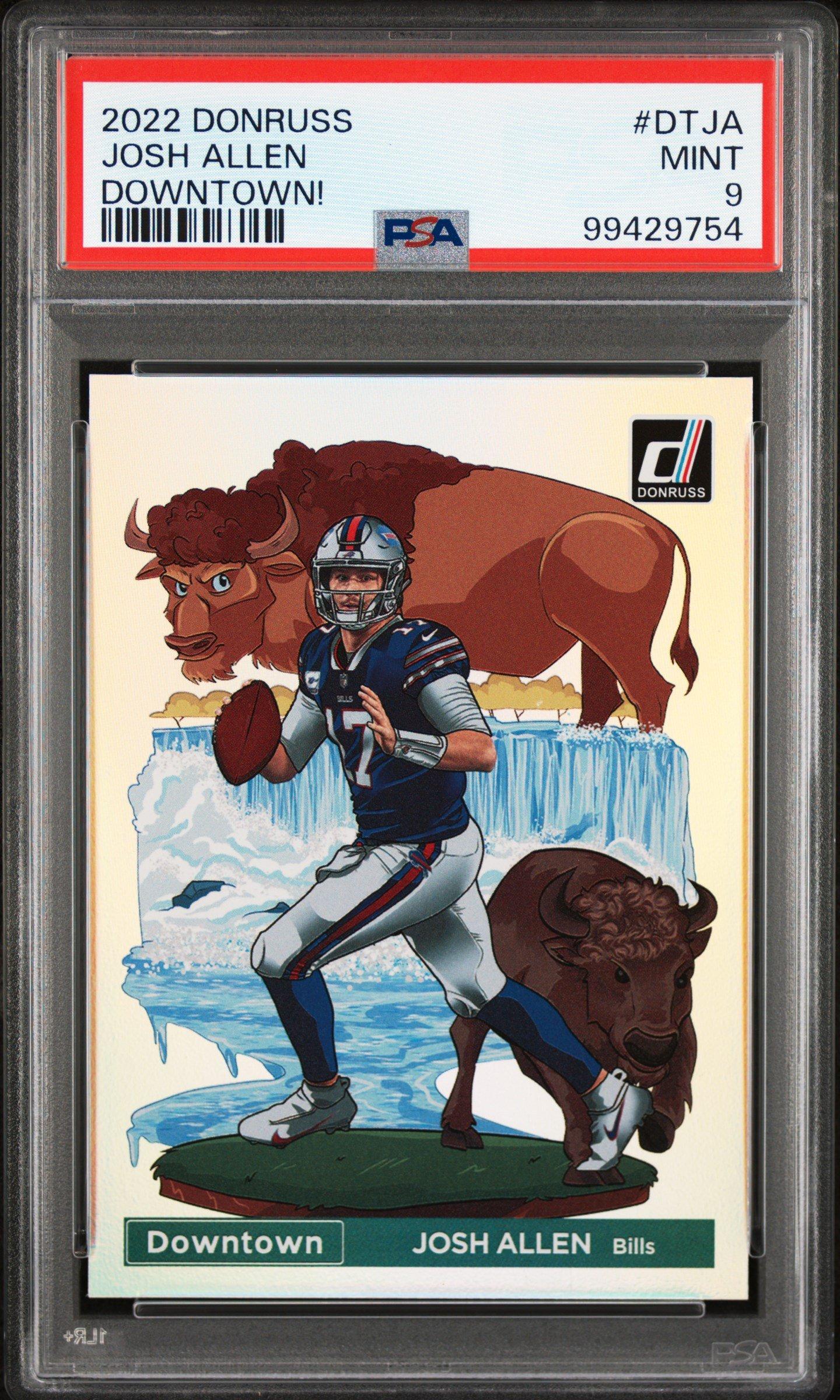 josh allen graded cards 2024 Panini Phoenix Color Blast Card PSA MINT 9  Baseball Dreams & Memories after card features an action shot of the Buffalo Bills sta Josh Allen 2018 Panini Donruss