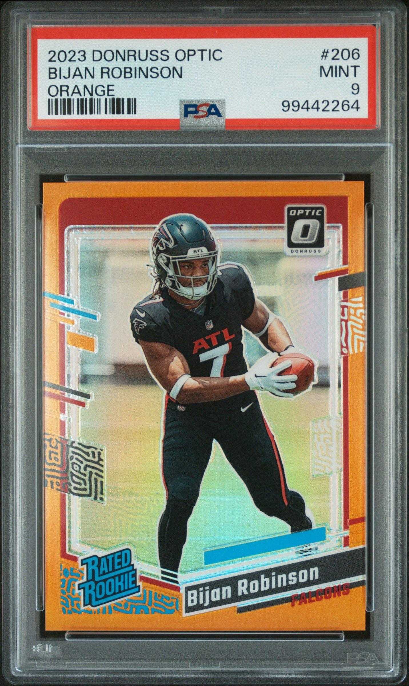 2023 Panini Donruss Optic 206 Bijan Robinson Orange PSA 9