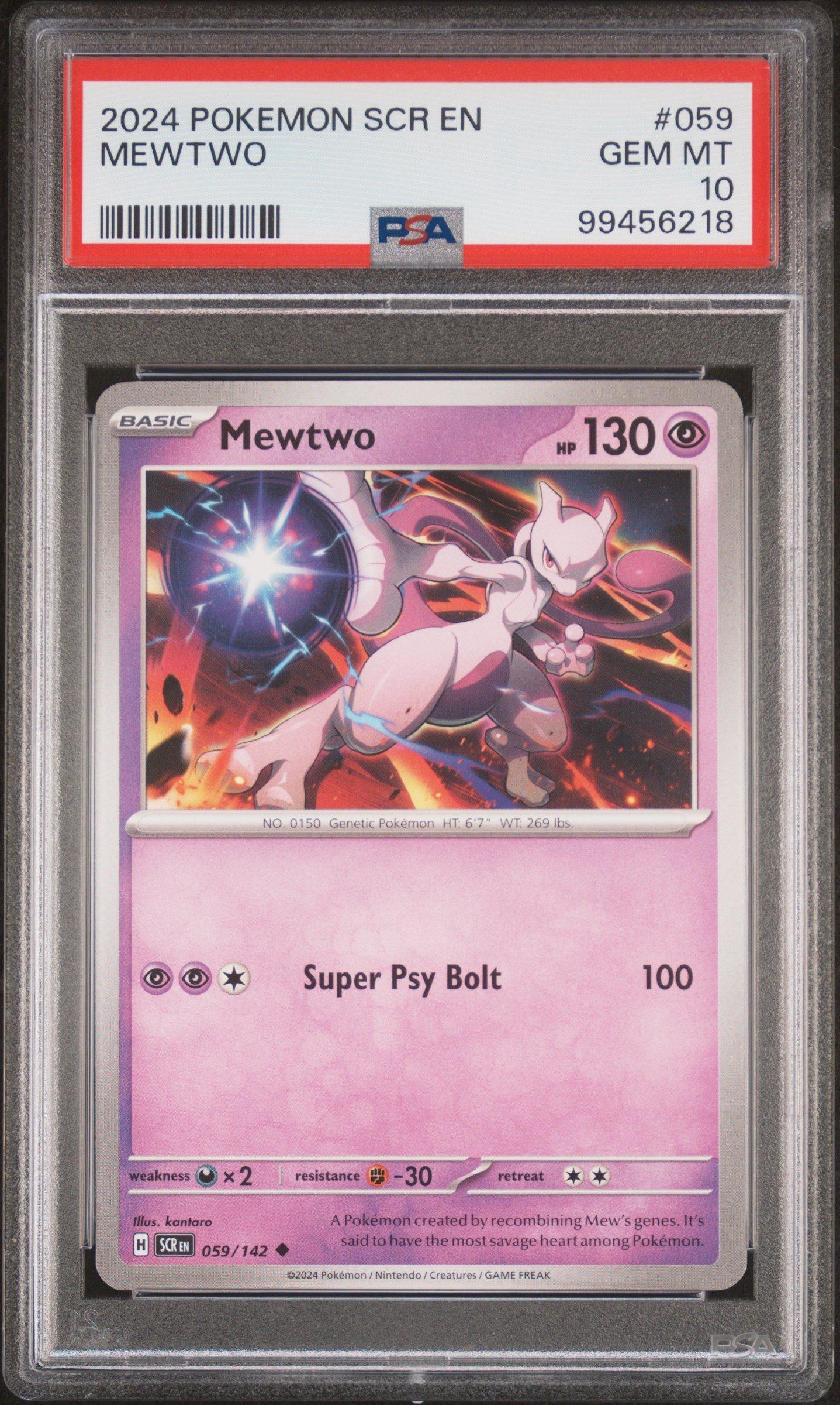 2024 Pokemon Scr En-stellar Crown 059 Mewtwo PSA 10 Graded Card
