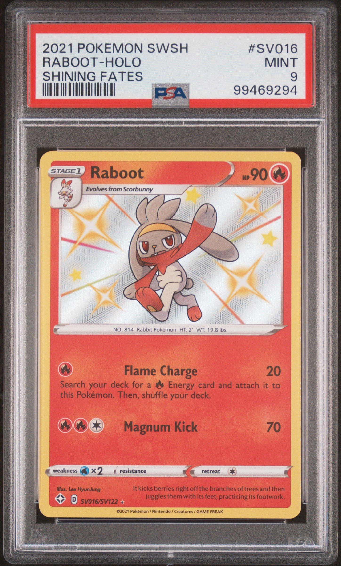 2021 Pokemon Sword & Shield Shining Fates Sv016 Raboot-holo PSA 9 Graded  Card | GameStop