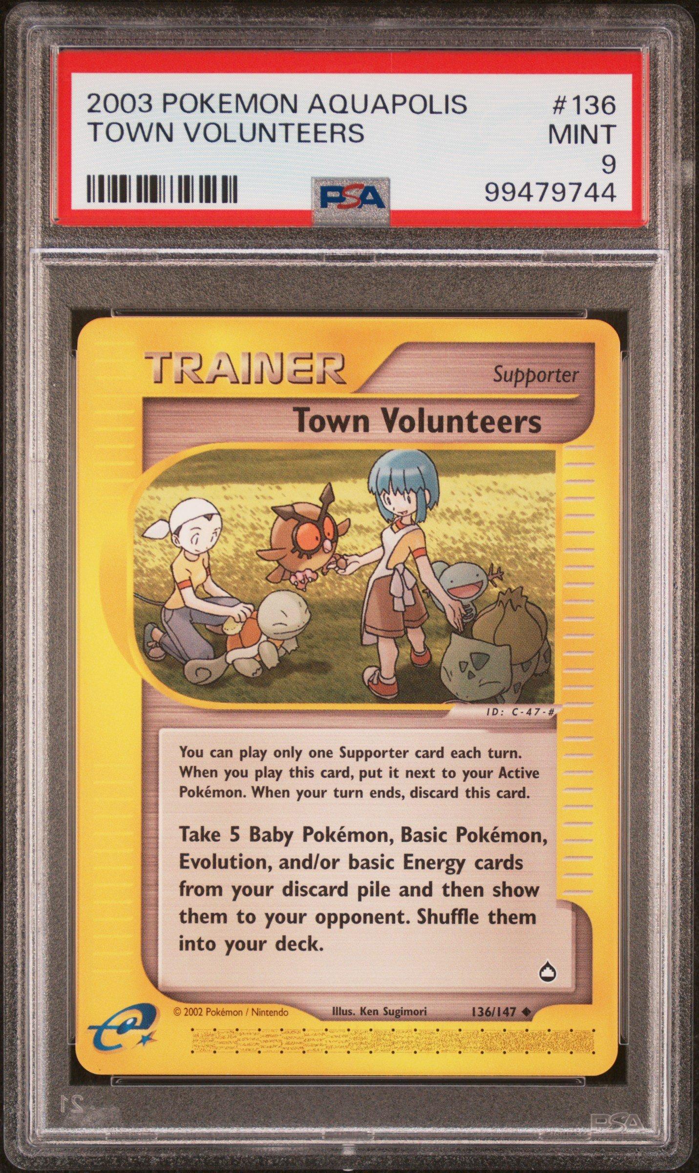 2003 Pokemon Aquapolis 136 Town Volunteers PSA 9 Graded Card