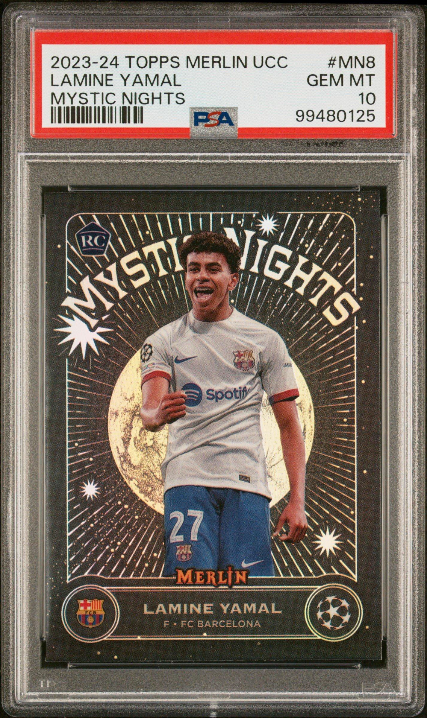 2023-24 Topps Merlin Uefa Club Competitions Mystic Nights Mn8 Lamine Yamal  PSA 10 Graded Card | GameStop