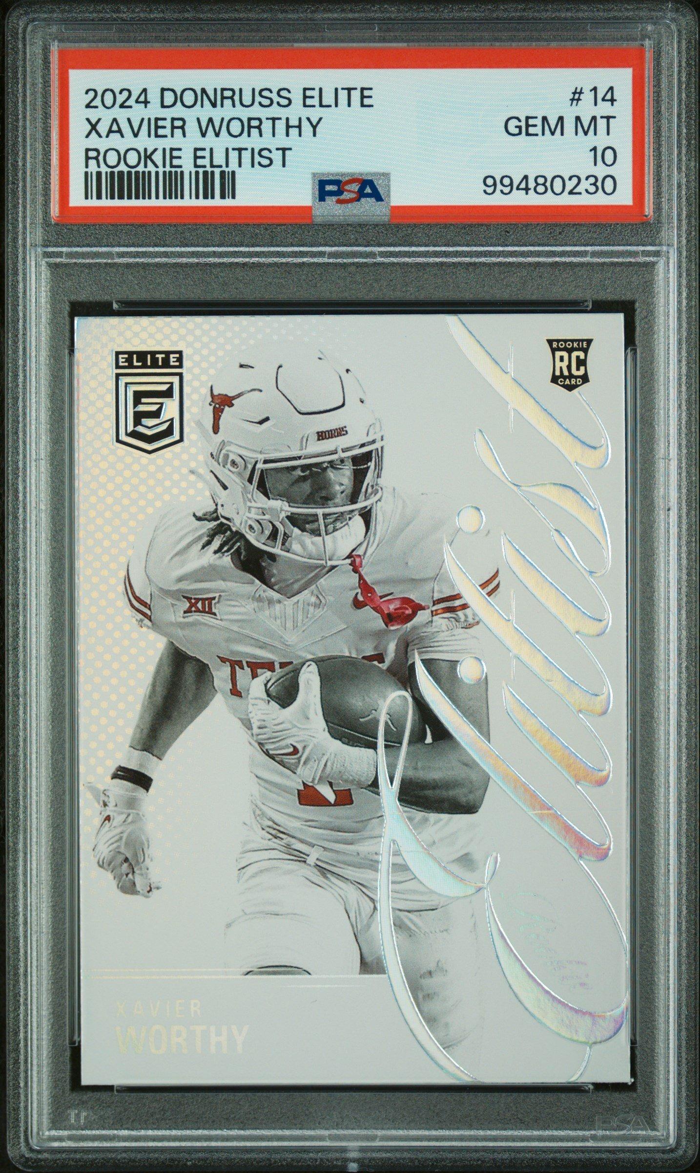 2024 Panini Donruss Elite Rookie Elitist 14 Xavier Worthy PSA 10