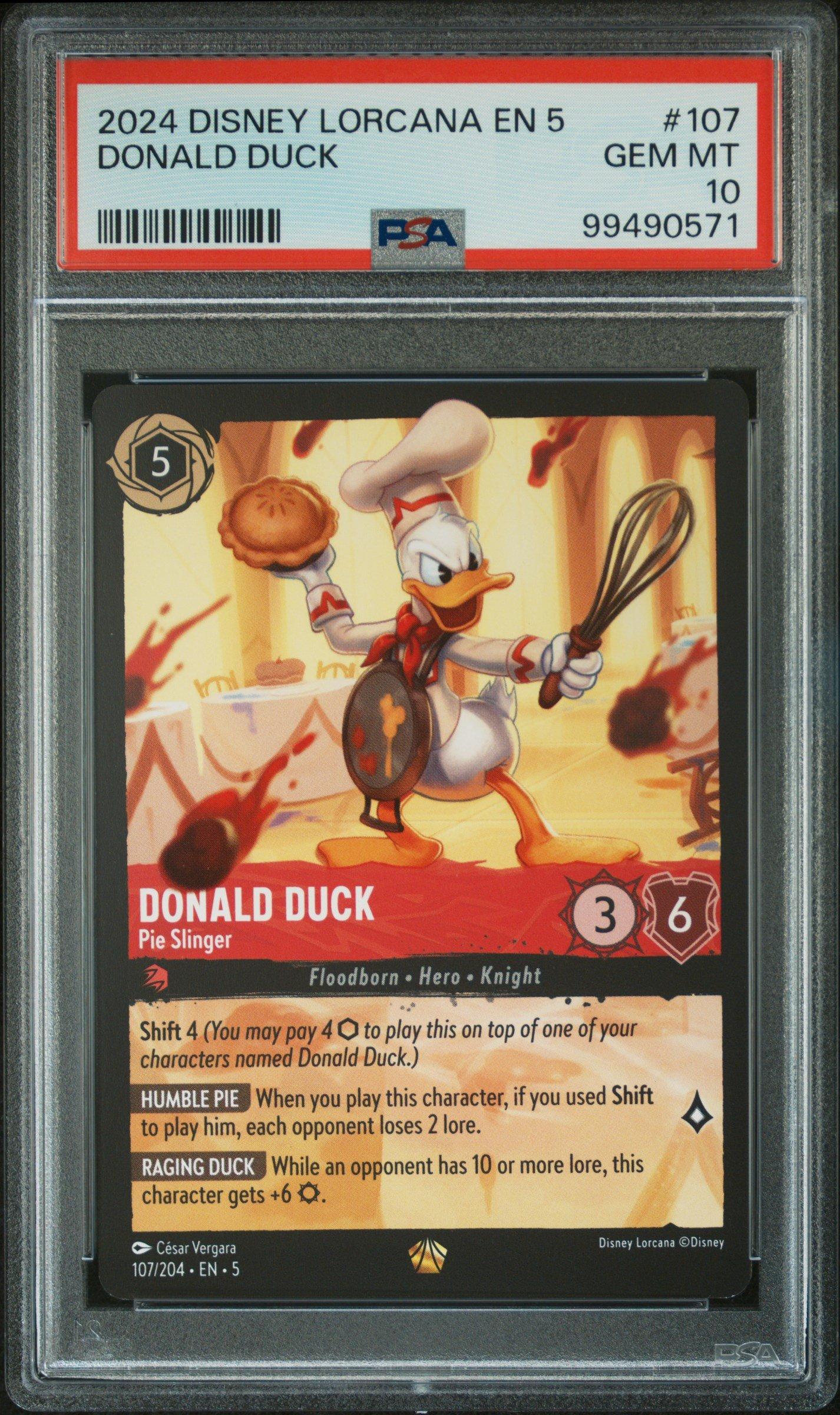 2024 Disney Lorcana En 5-shimmering Skies 107 Donald Duck - Pie Slinger PSA 10