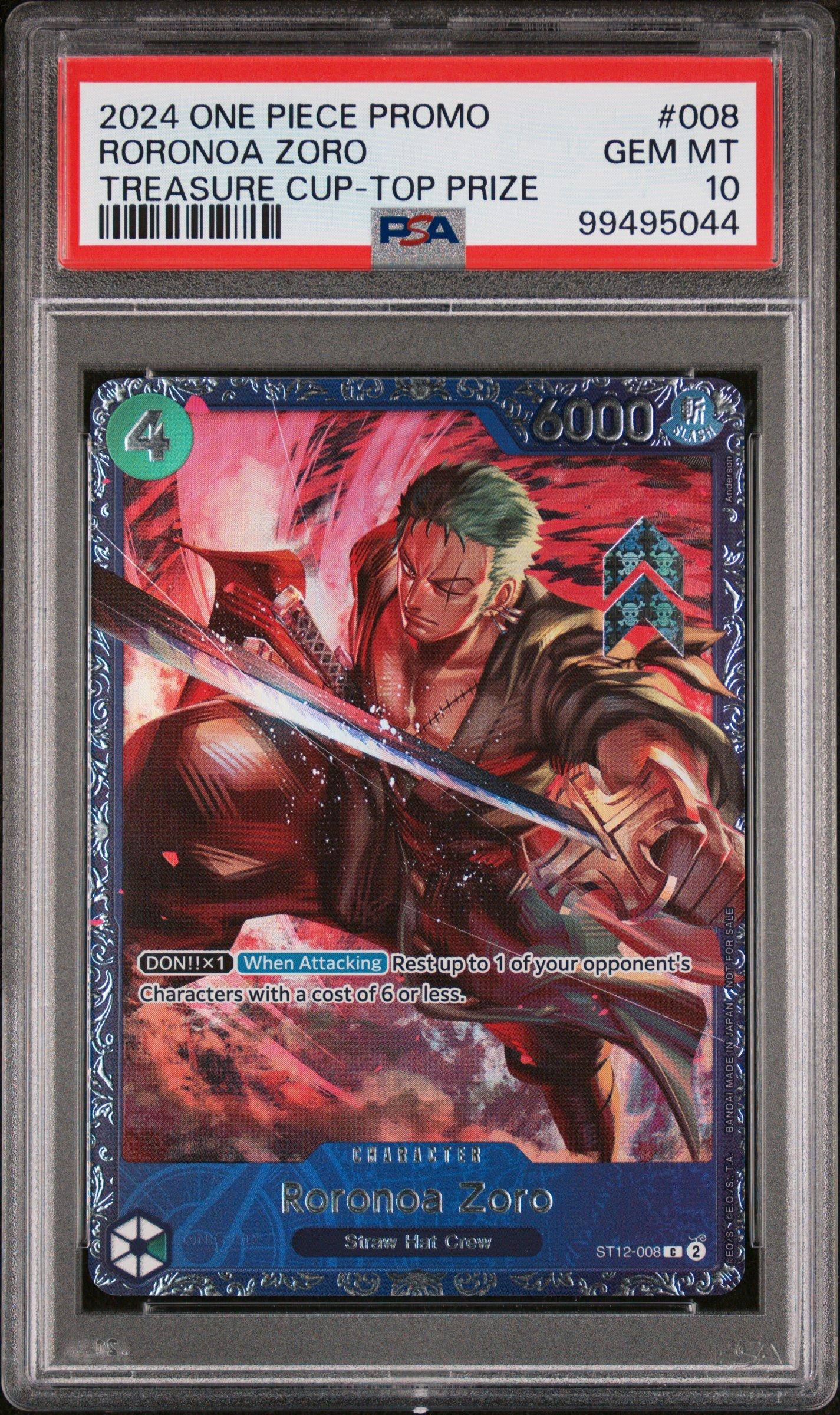 2024 One Piece Promos 008 Roronoa Zoro Treasure Cup-top Prize PSA