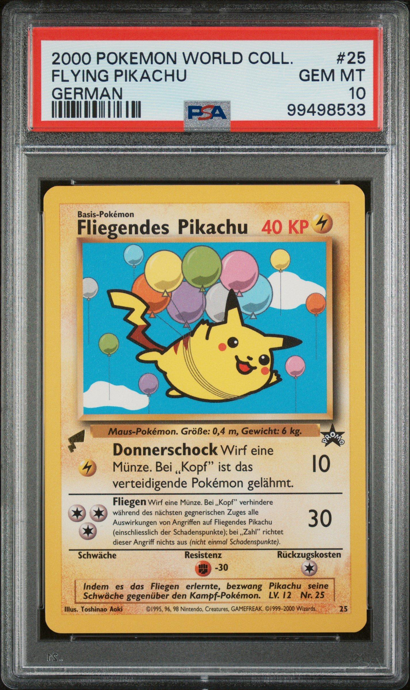 2000 Pokemon Pikachu World 25 Flying Pikachu German PSA 10 Graded