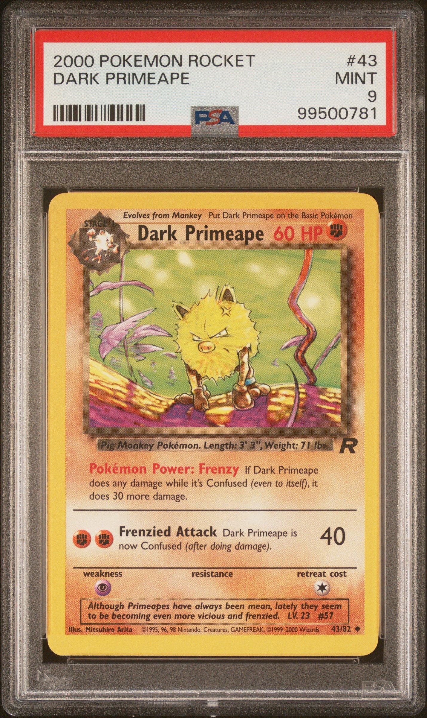 2000 Pokemon Rocket 43 Dark Primeape PSA 9