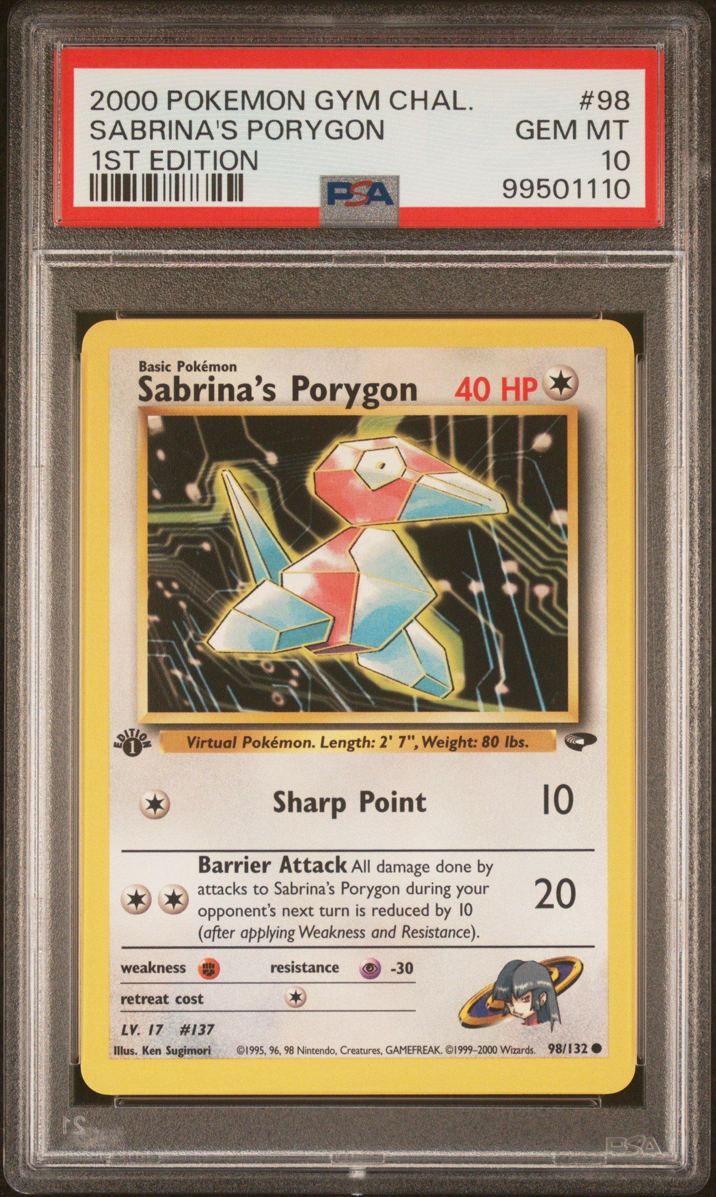2000 Pokemon Gym Challenge 98 Sabrina's Porygon 1st Edition PSA 10