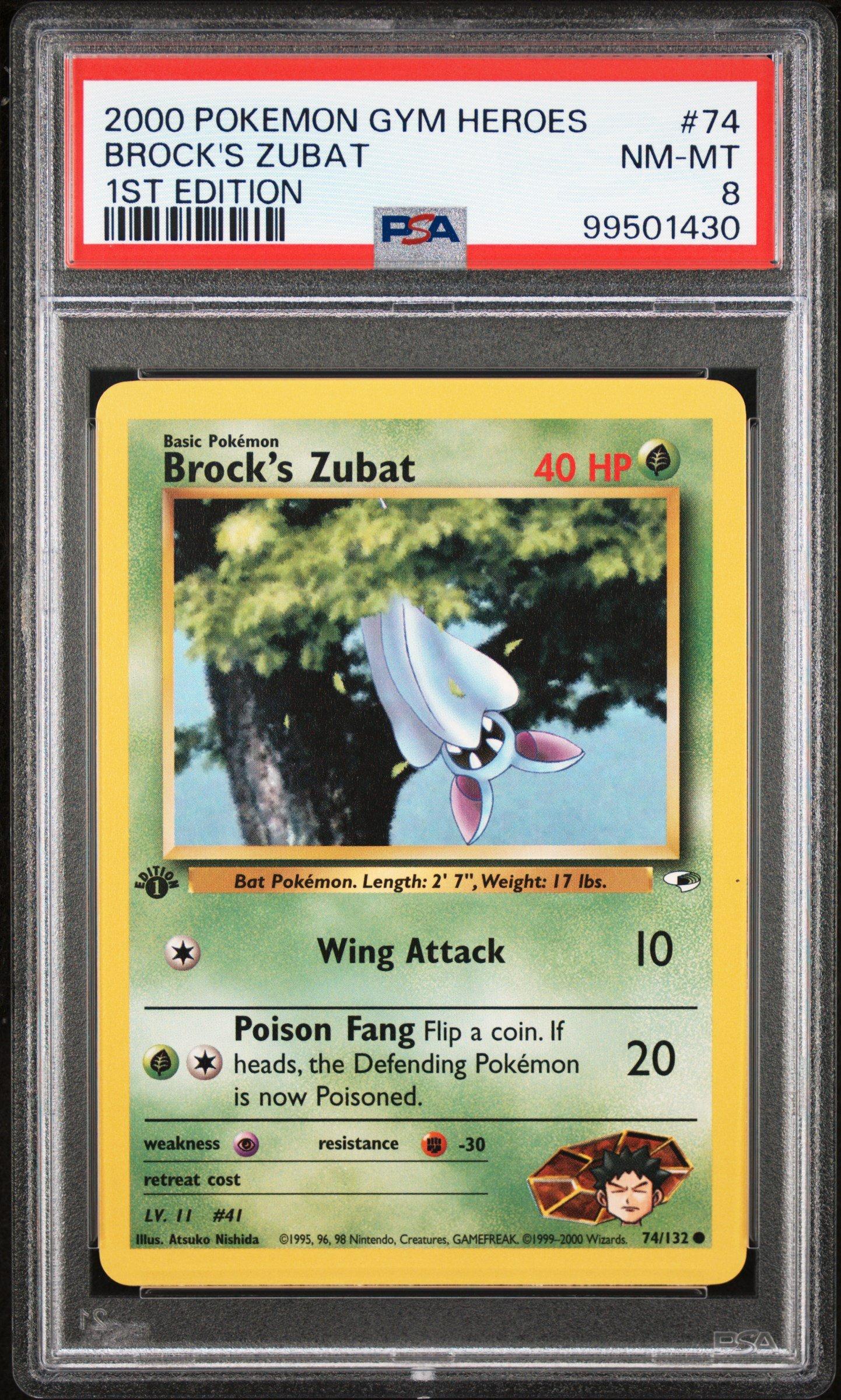 2000 Pokemon Gym Heroes 74 Brock's Zubat 1st Edition PSA 8