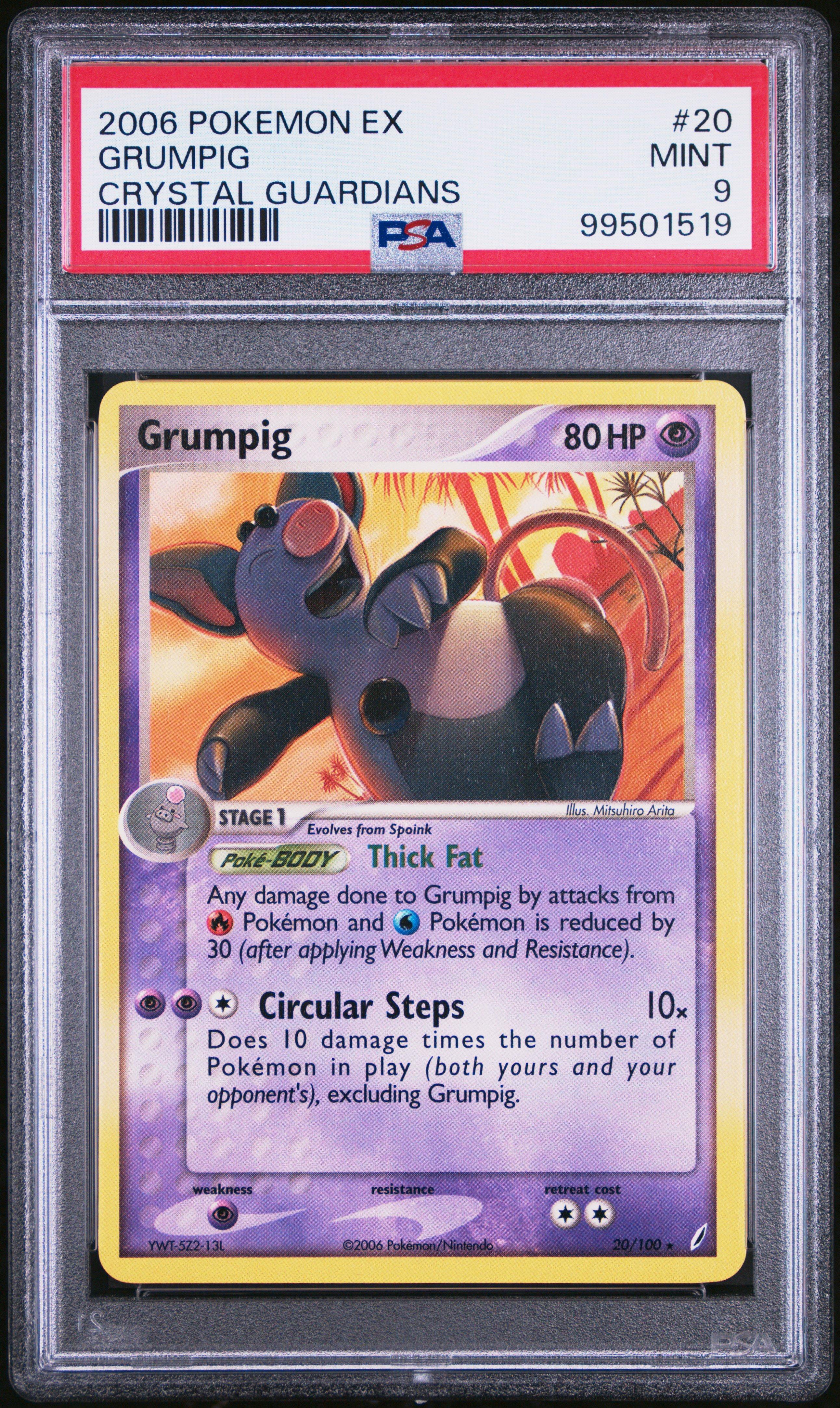 2006 Pokemon Ex Crystal Guardians 20 Grumpig PSA 9