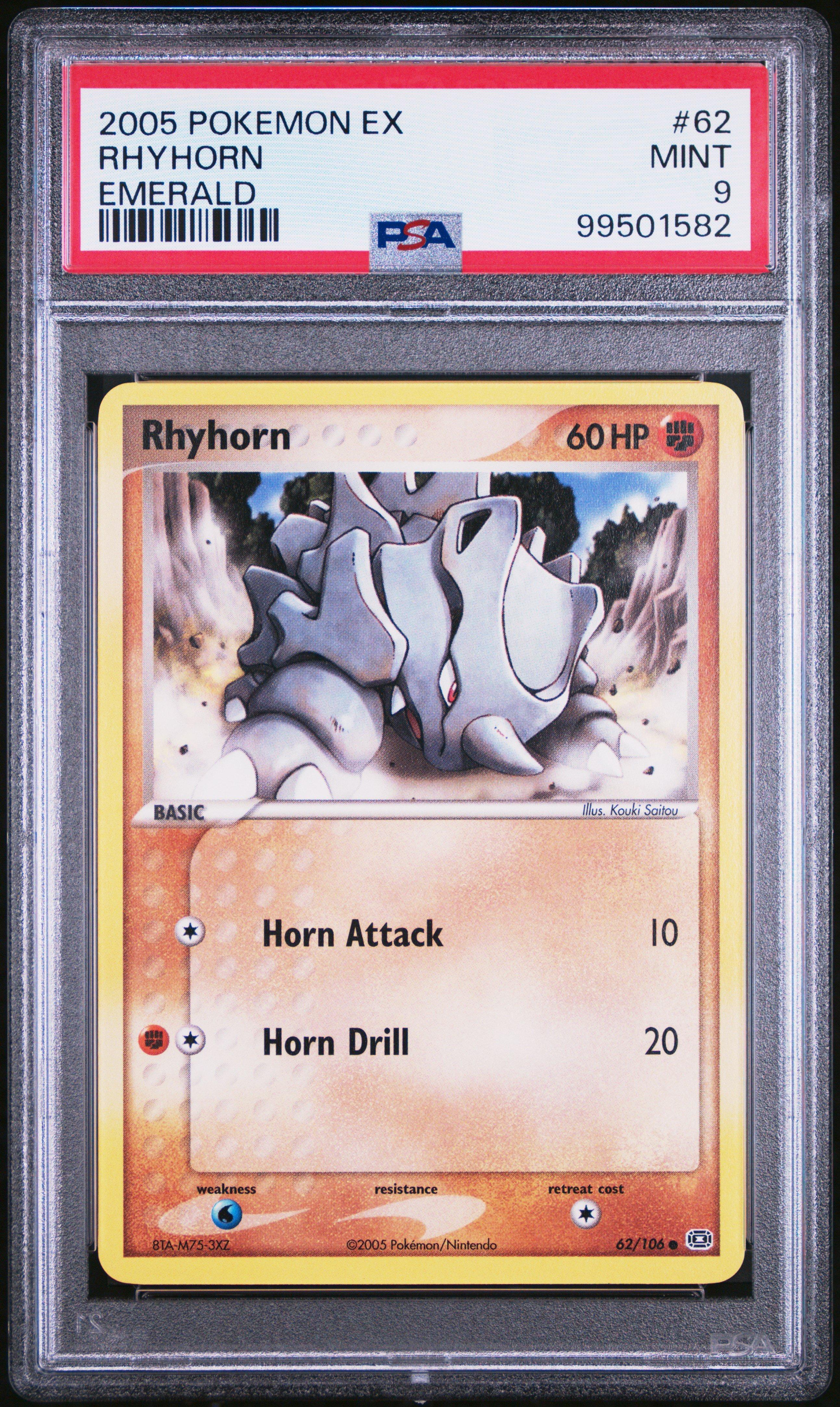 2005 Pokemon Ex Emerald 62 Rhyhorn PSA 9