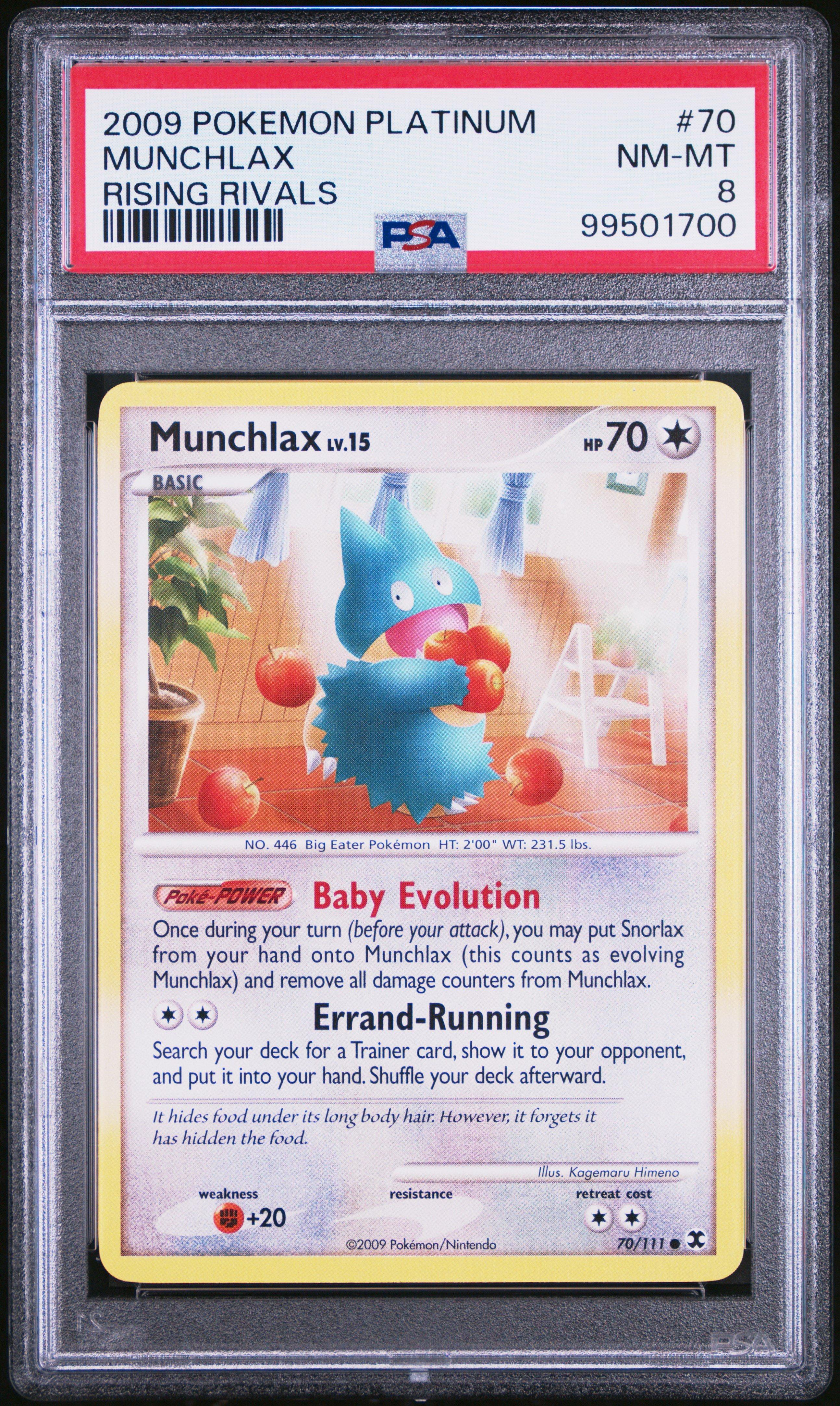 2009 Pokemon Platinum Rising Rivals 70 Munchlax PSA 8