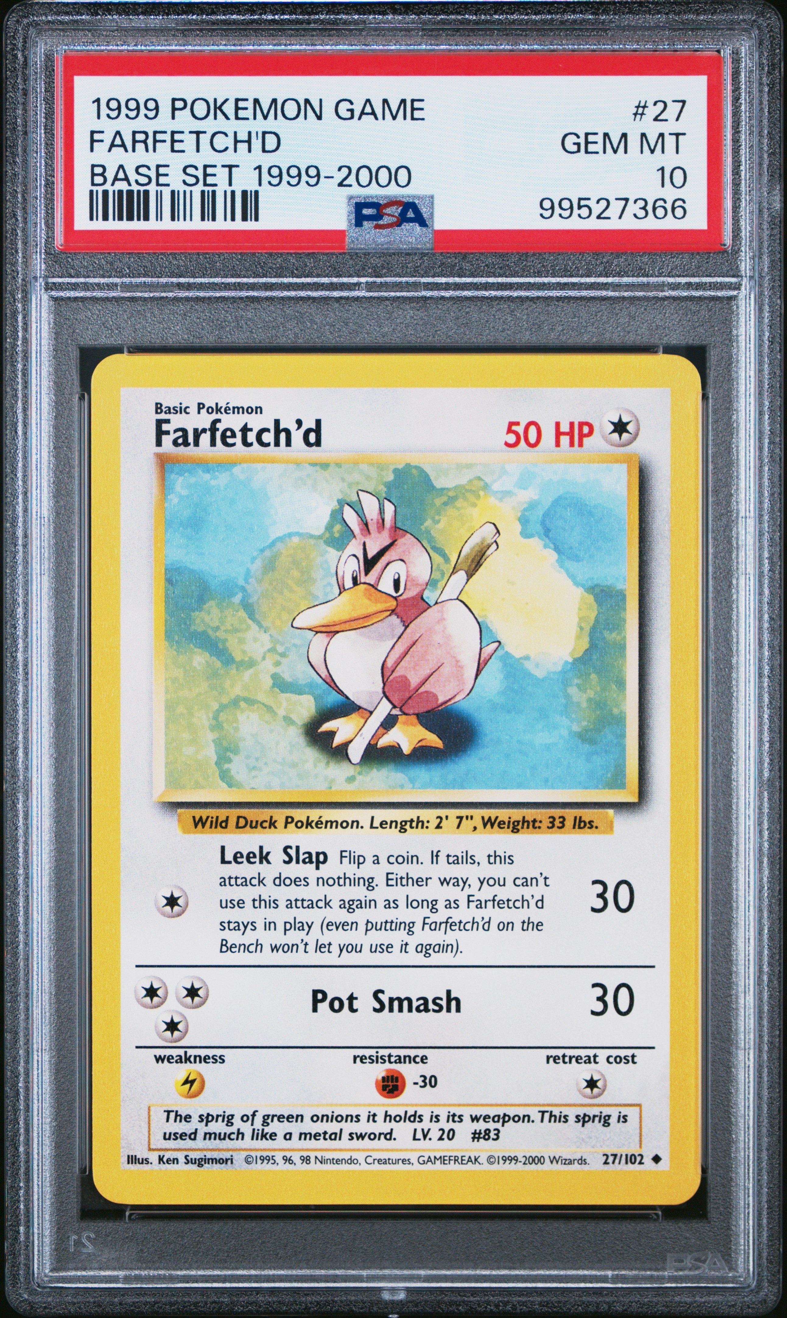1999 Pokemon Game 27 Farfetch'd Base Set 1999-2000 PSA 10