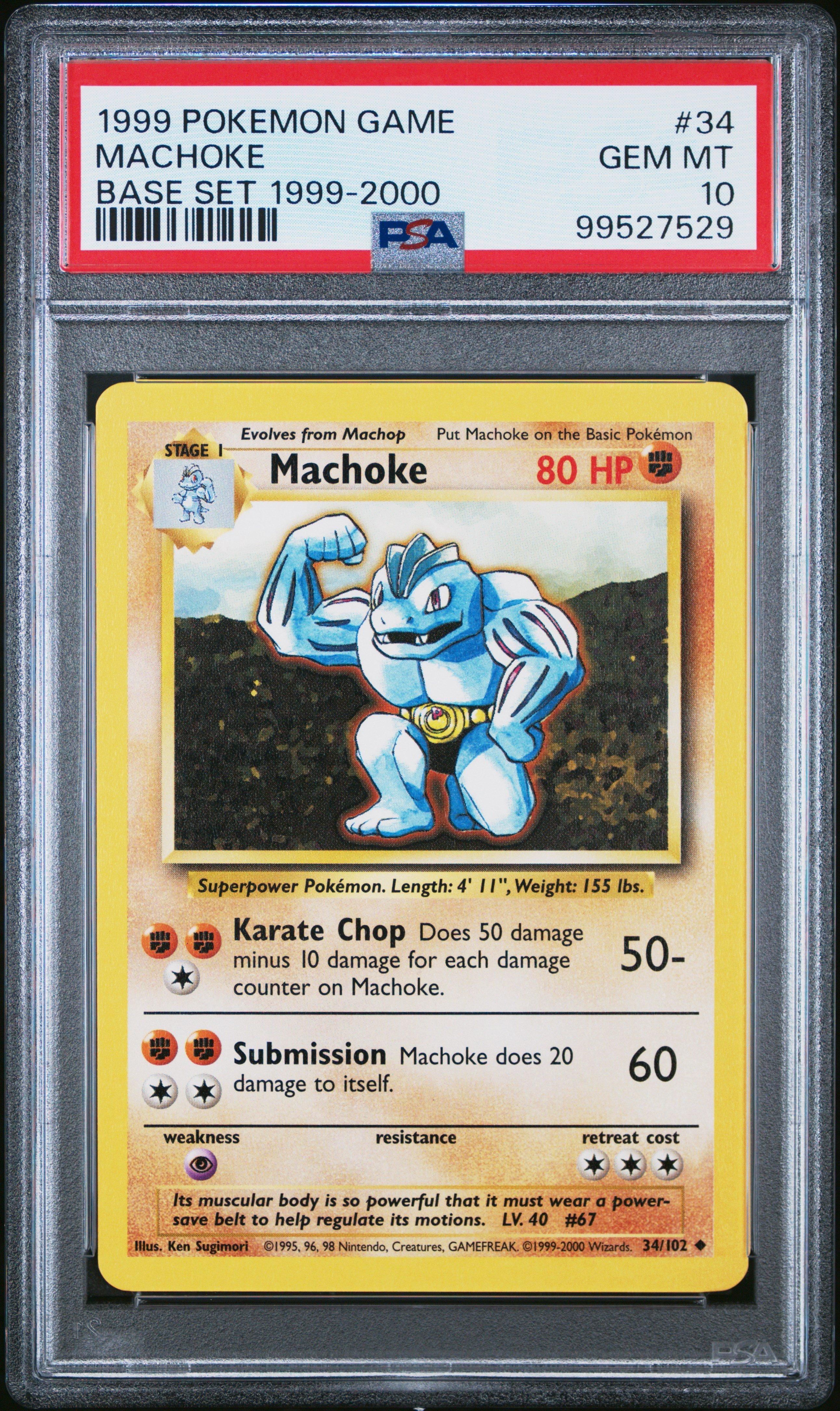 1999 Pokemon Game 34 Machoke Base Set 1999-2000 PSA 10