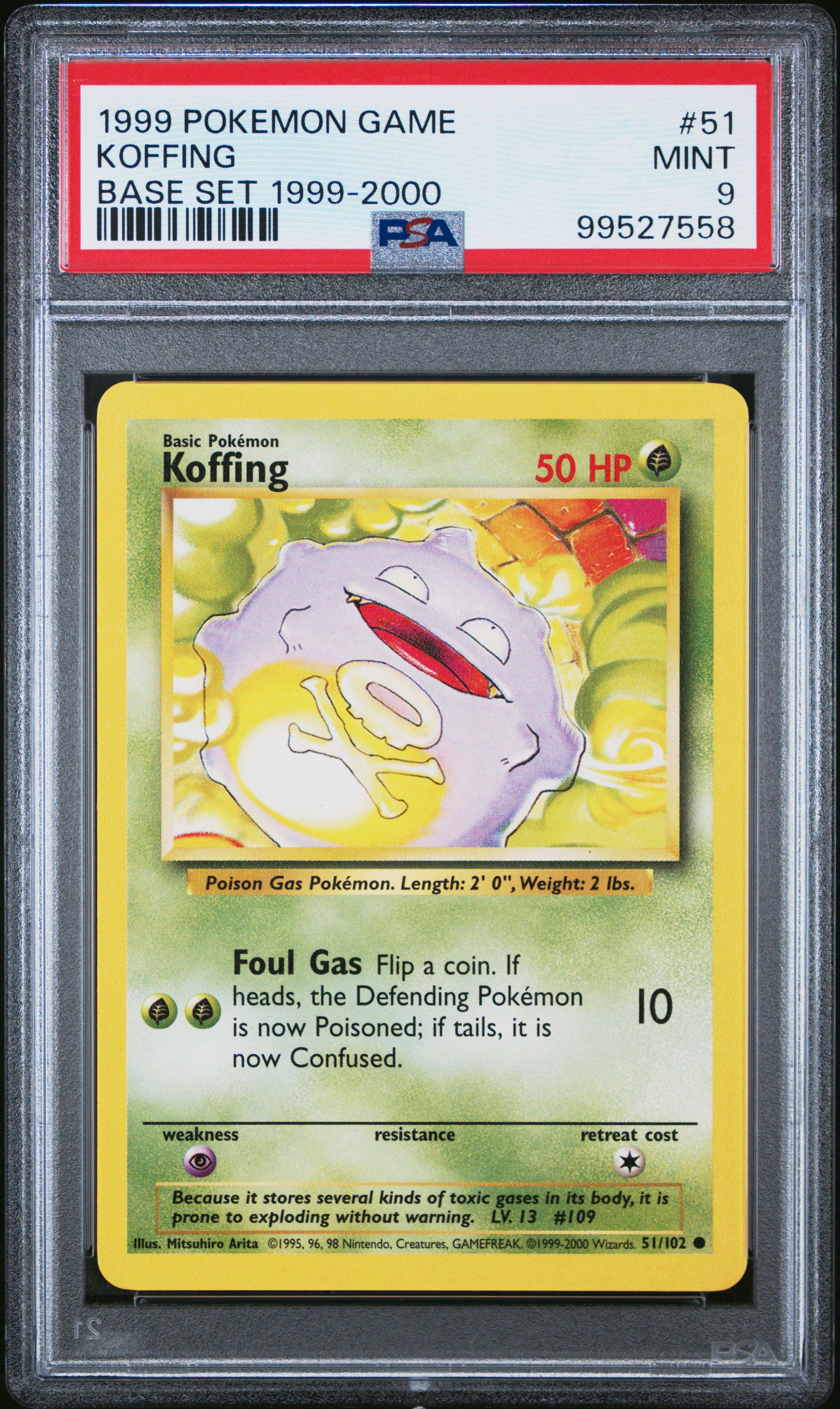 1999 Pokemon Game 51 Koffing Base Set 1999-2000 PSA