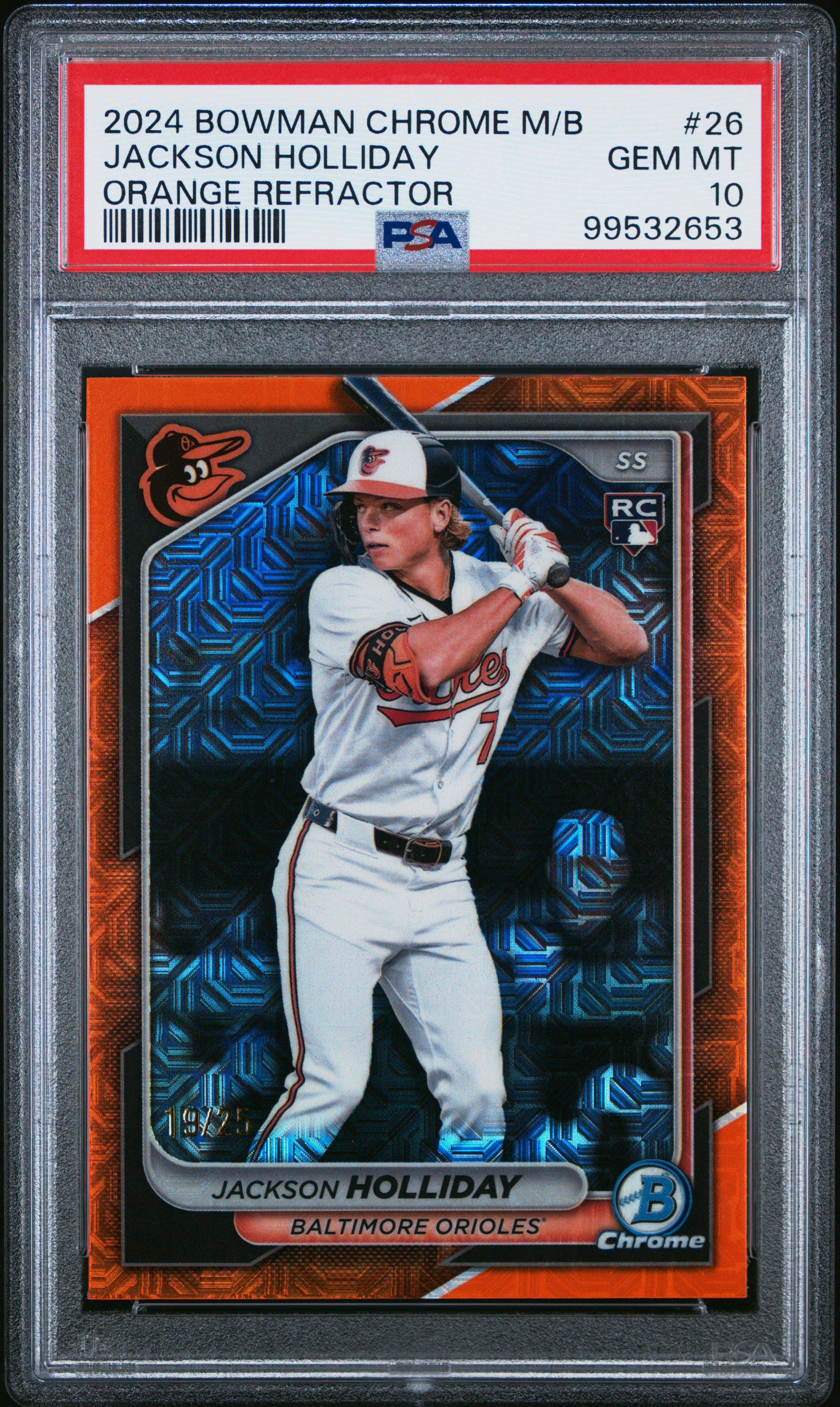 2024 Bowman Chrome Mega Box 26 Jackson Holliday Orange Refractor PSA 10