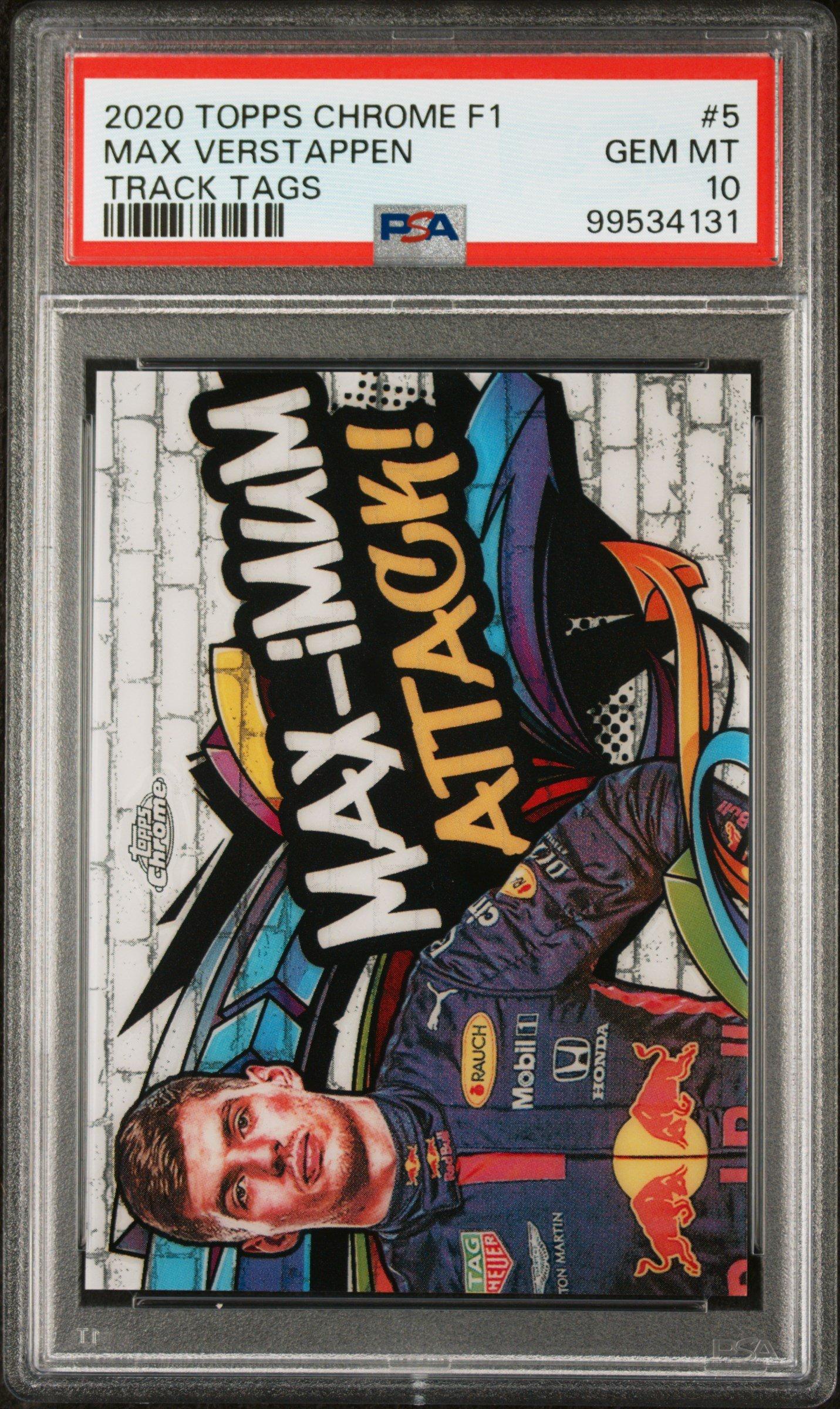 2020 Topps Chrome Formula 1 Track Tags 5 Max Verstappen PSA 10