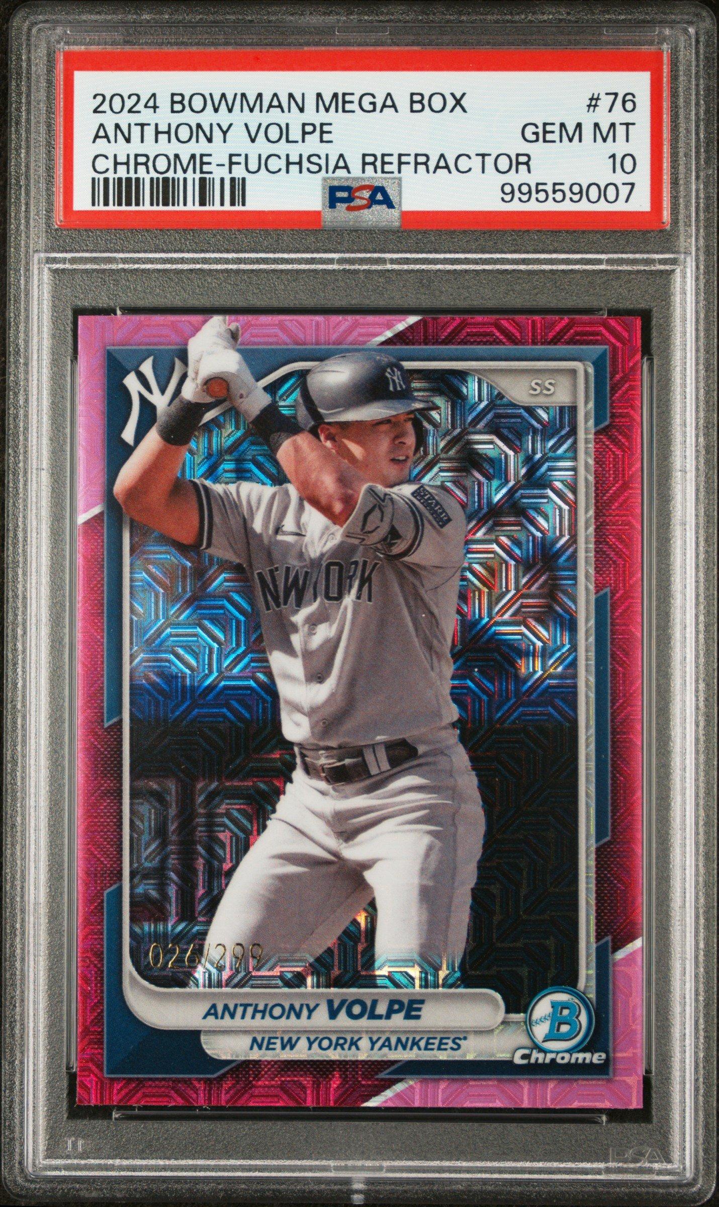 2024 Bowman Mega Box Chrome 76 Anthony Volpe Fuchsia Refractor PSA 10