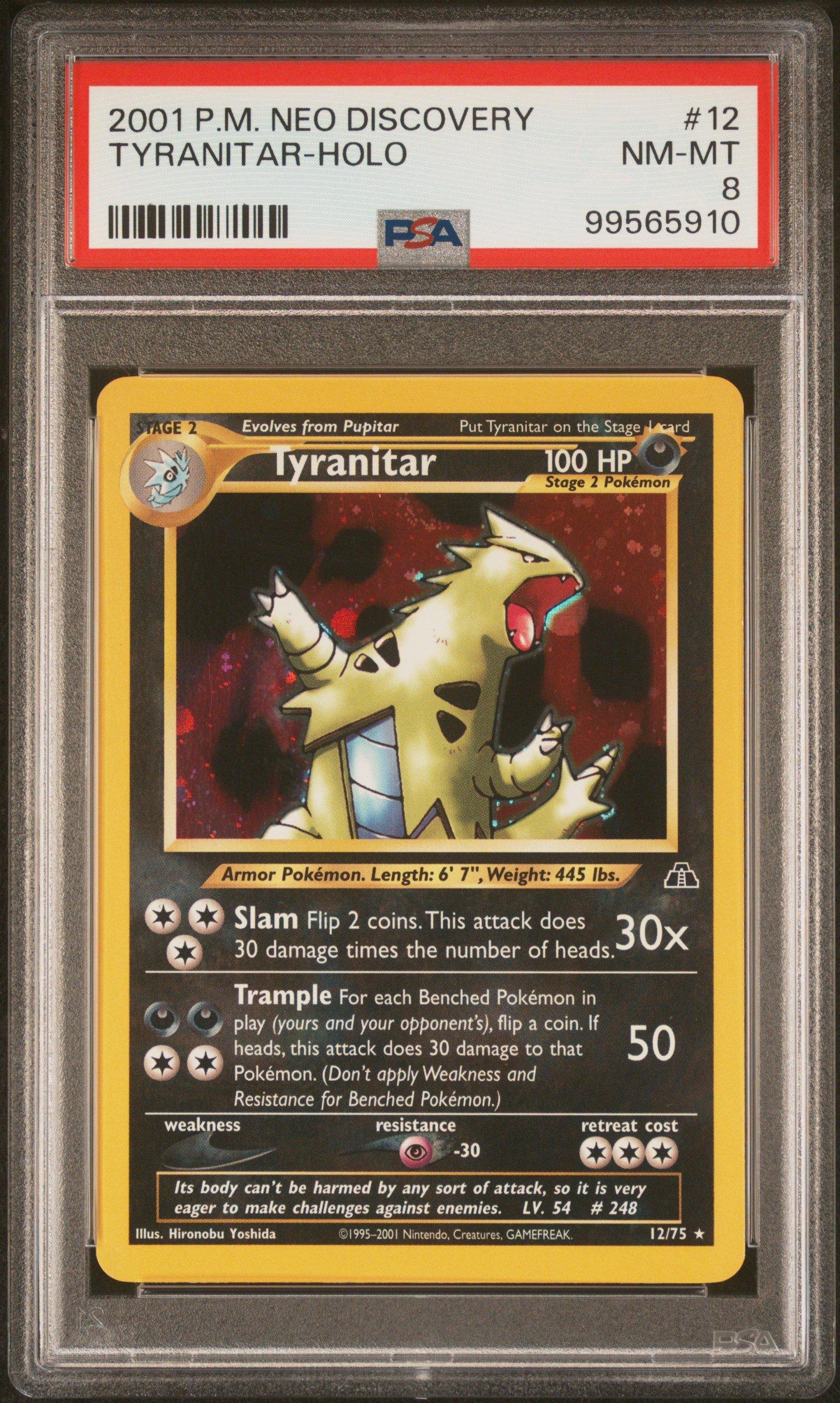 2001 Pokemon Neo Discovery 12 Tyranitar-holo PSA 8 Graded Card