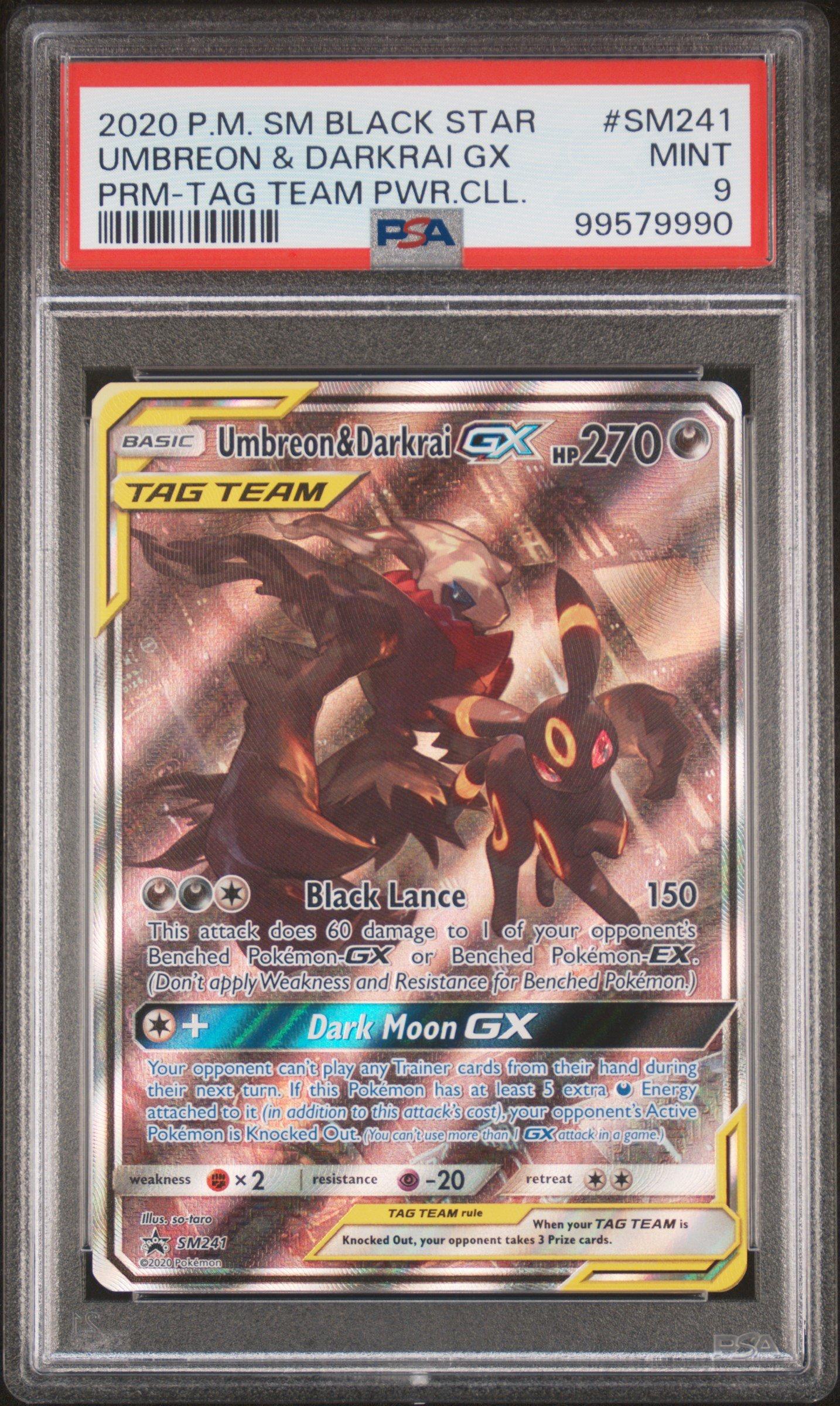 2020 Pokemon Sm Black Star Promo Sm241 Umbreon & Darkrai Gx Tag Team Powers  Collection PSA 9 Graded Card | GameStop