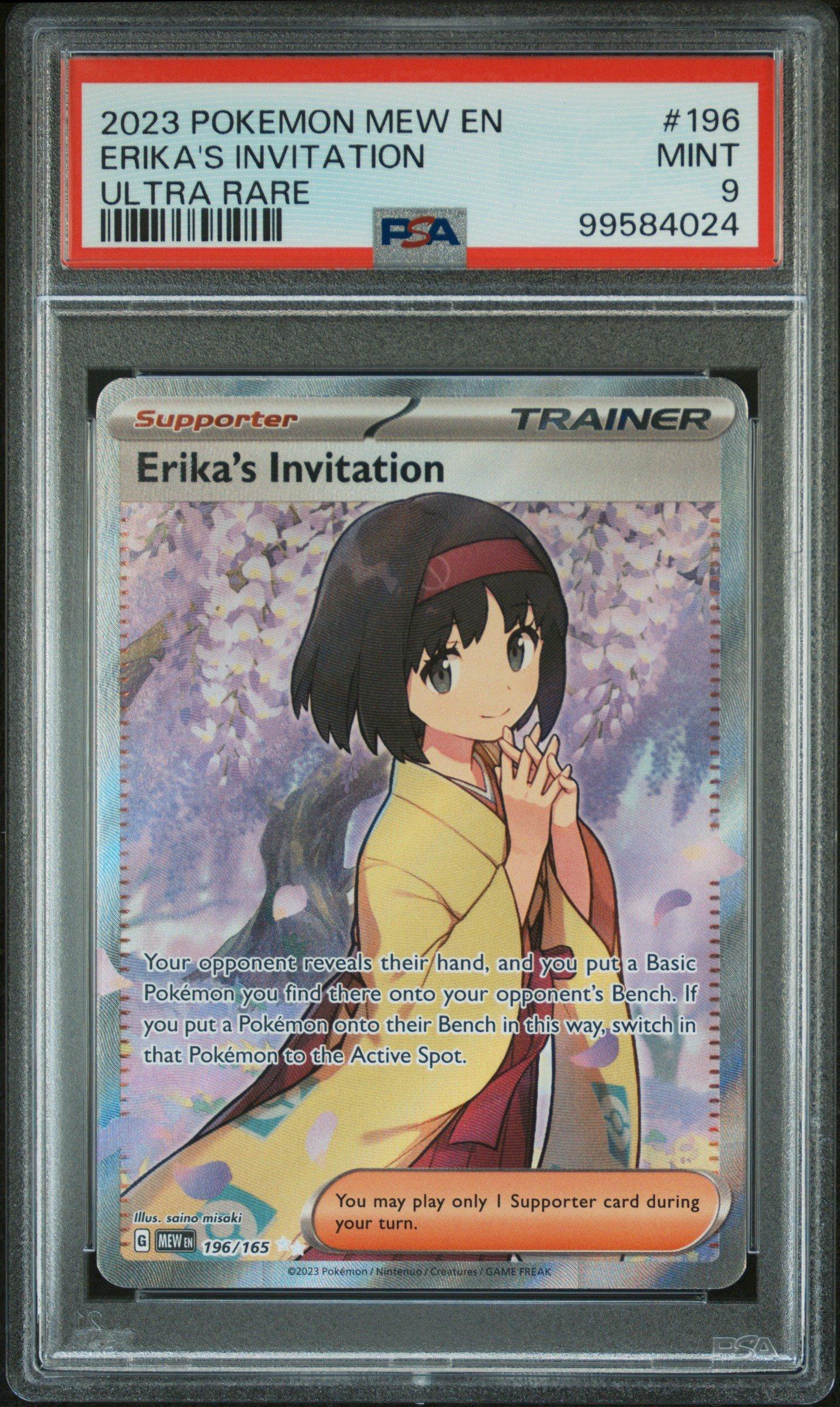 2023 Pokemon Mew En-151 196 Erika's Invitation Ultra Rare PSA 9 Graded Card  | GameStop
