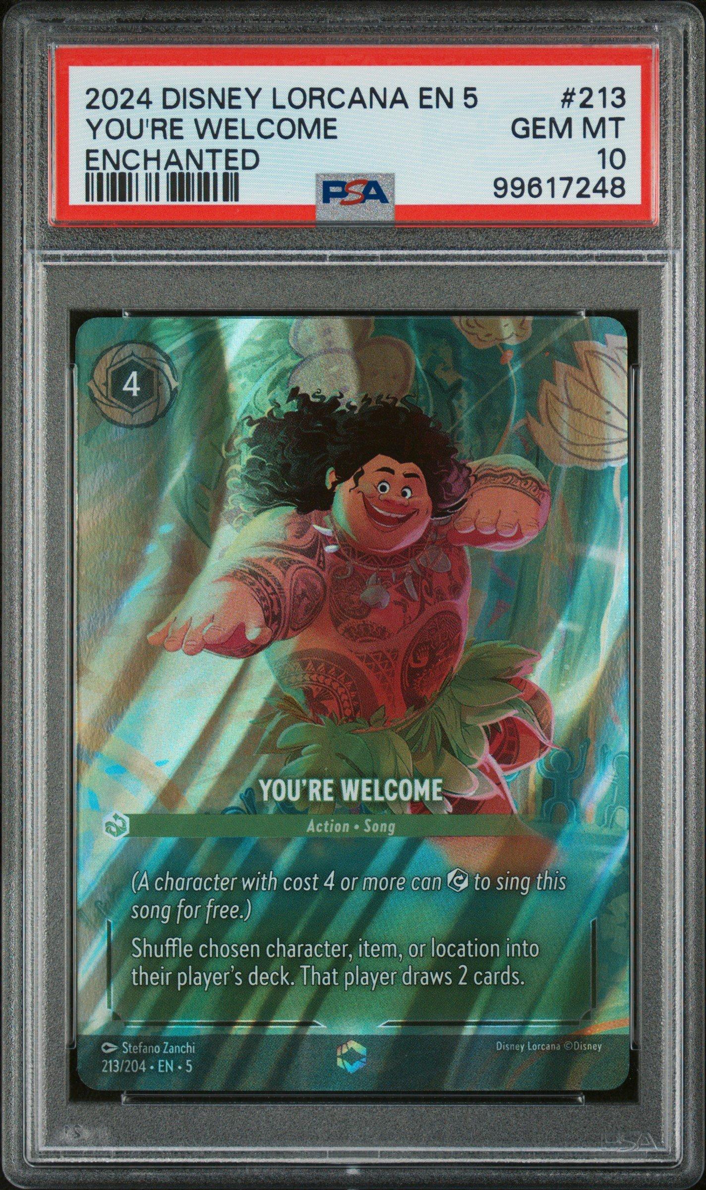 2024 Disney Lorcana En 5-shimmering Skies 213 You're Welcome Enchanted PSA 10