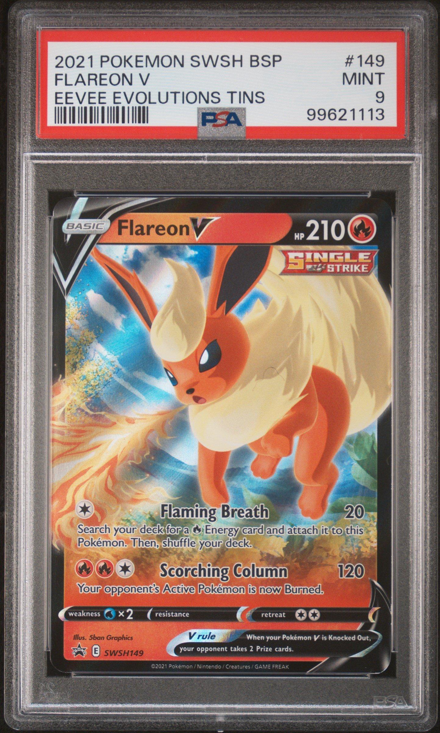 2021 Pokemon Swsh Black Star Promo 149 Flareon V Eevee Evolutions Tins PSA 9