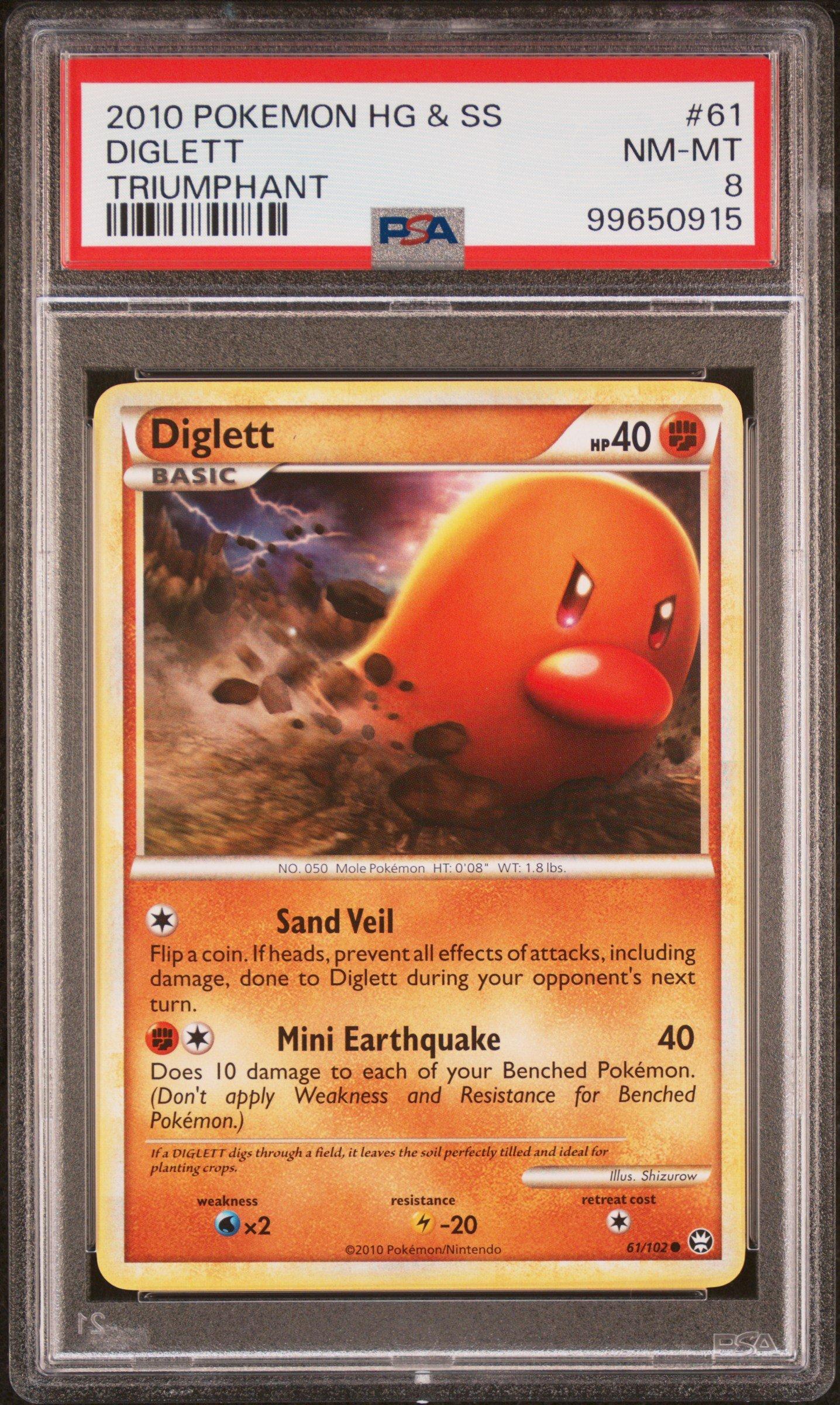 2010 Pokemon Heartgold & Soulsilver Triumphant 61 Diglett PSA 8