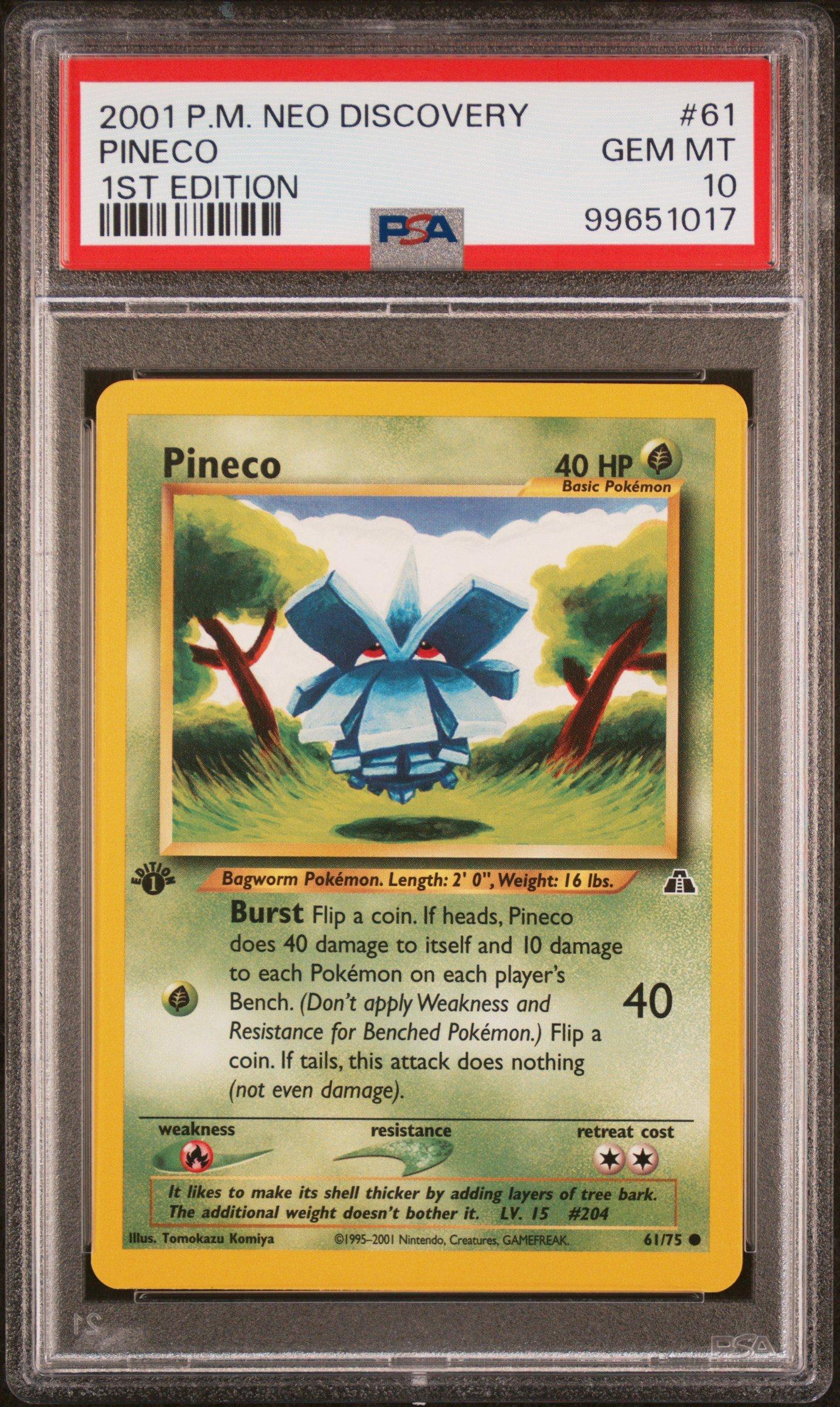 2001 Pokemon Neo Discovery 61 Pineco 1st Edition PSA 10