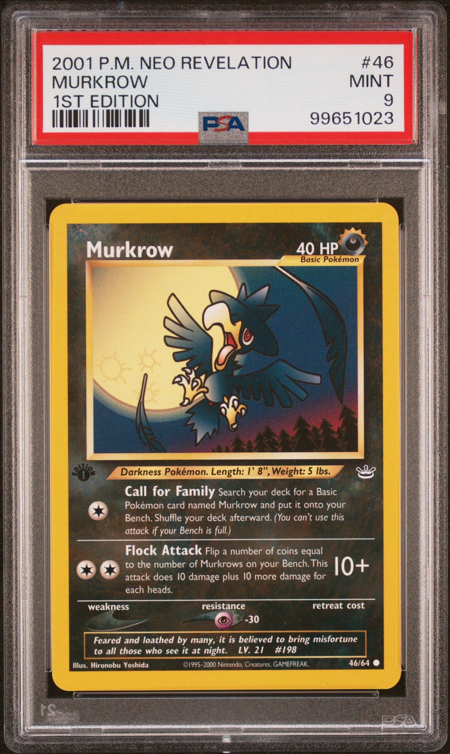 2001 Pokemon Neo Revelation 1st Edition 46 Murkrow PSA 9 Graded