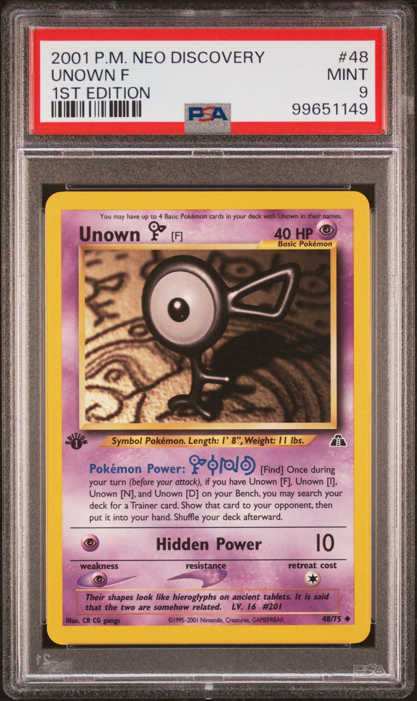 2001 Pokemon Neo Discovery 48 Unown F 1st Edition PSA 9