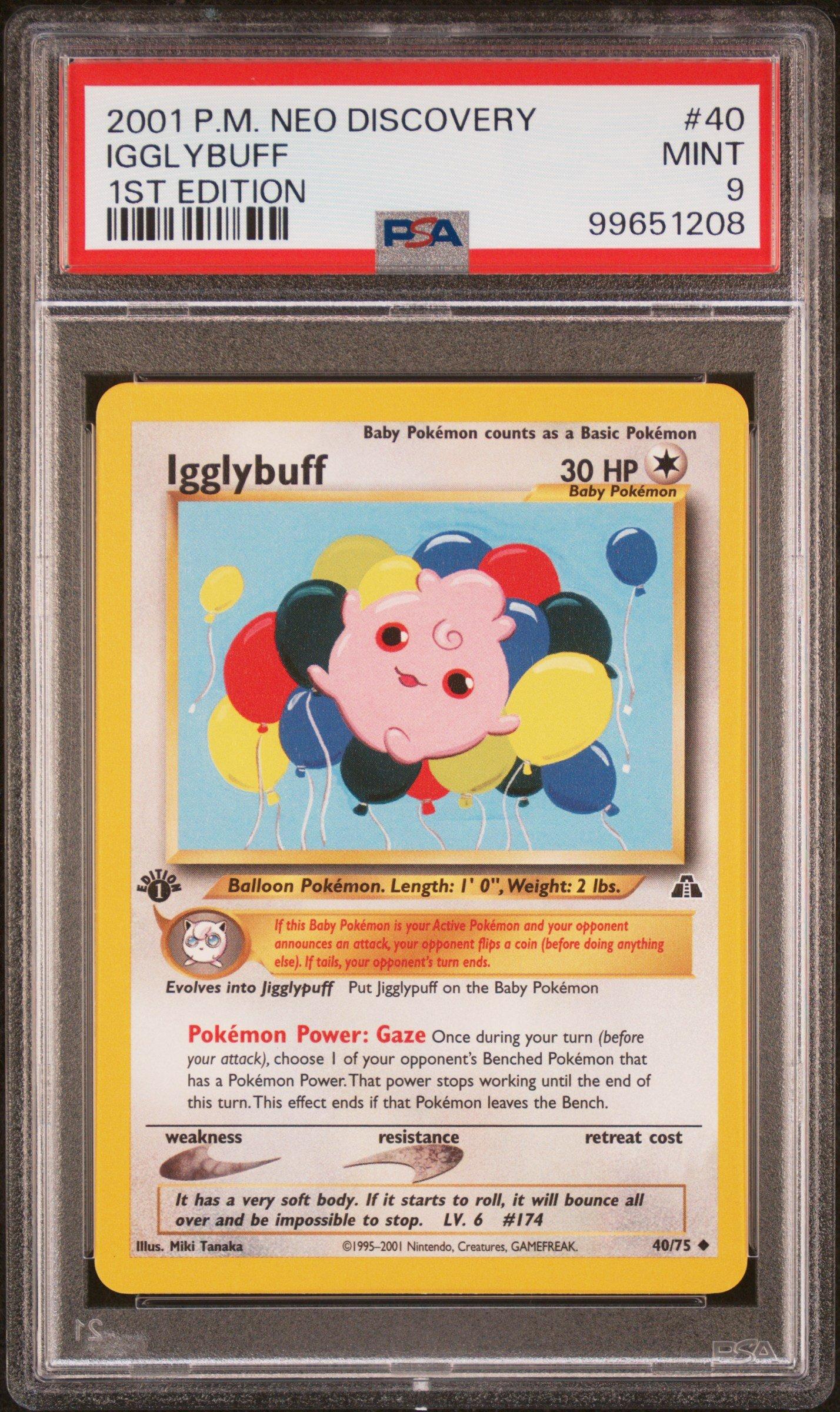 2001 Pokemon Neo Discovery 40 Igglybuff 1st Edition PSA 9