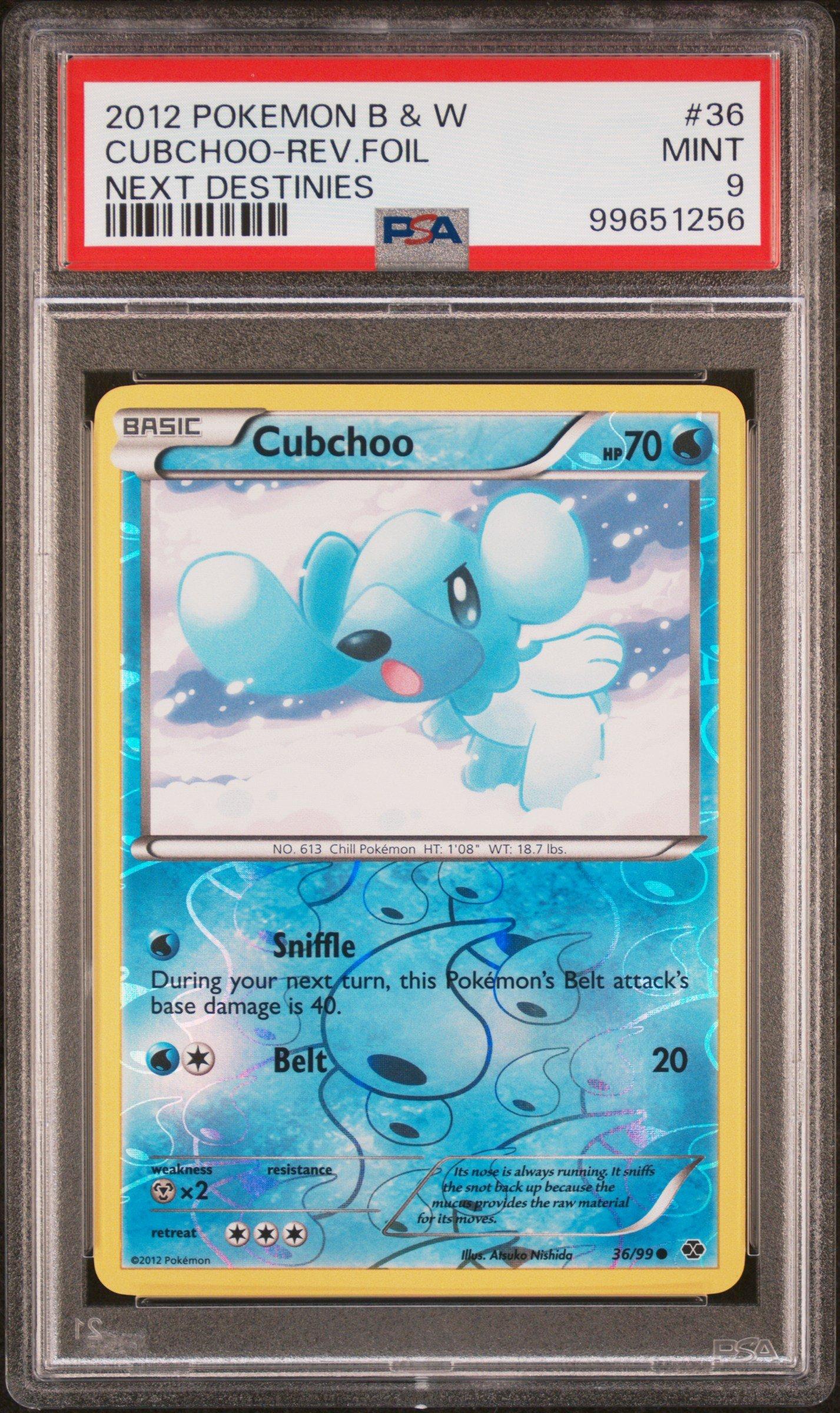 2012 Pokemon Black & White Next Destinies 36 Cubchoo-reverse Foil PSA 9