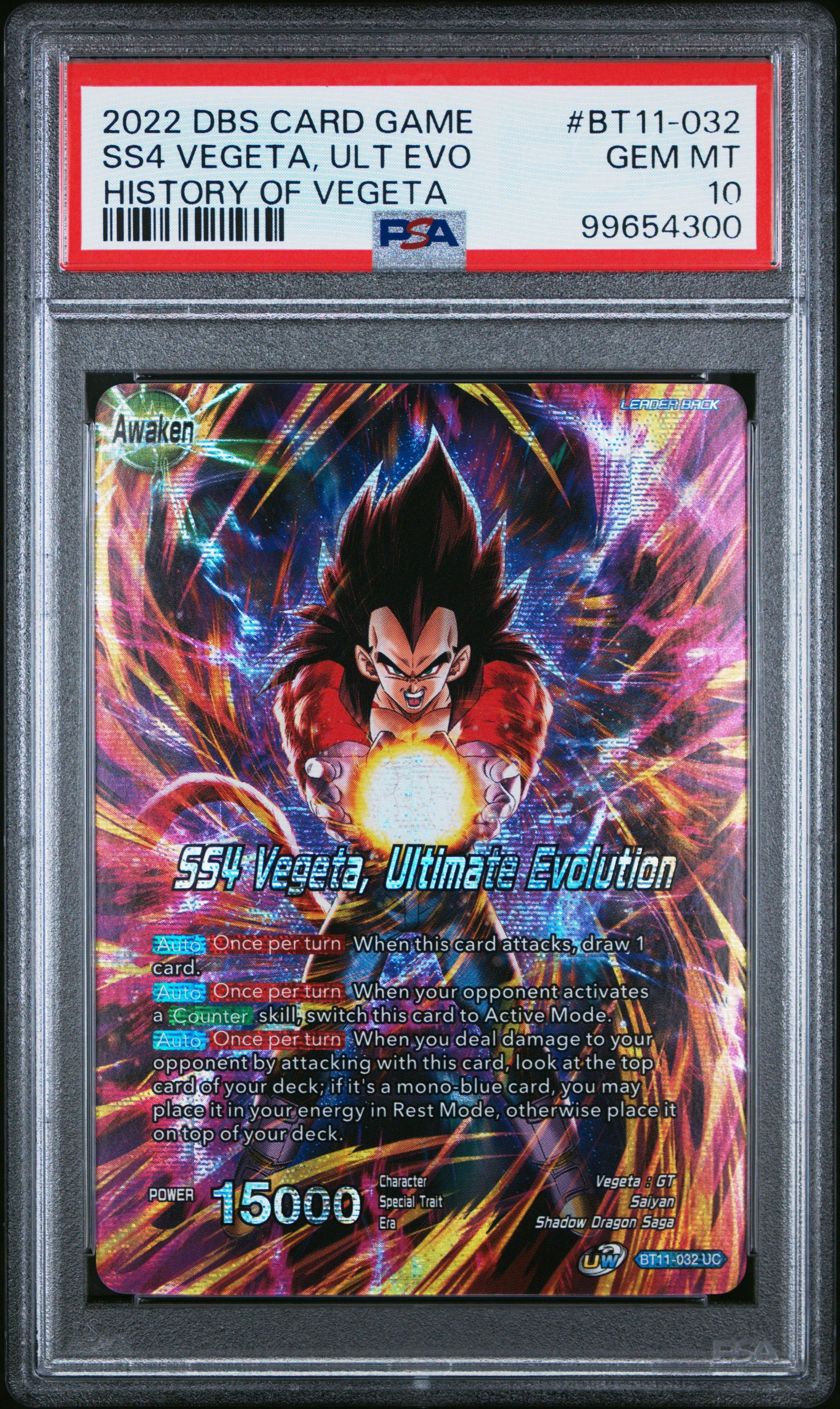 2022 Dragon Ball Super Card Game Theme Selection History Of Vegeta Bt11-032  Vegeta/ss4 Vegeta, Ultimate Evolution PSA 10